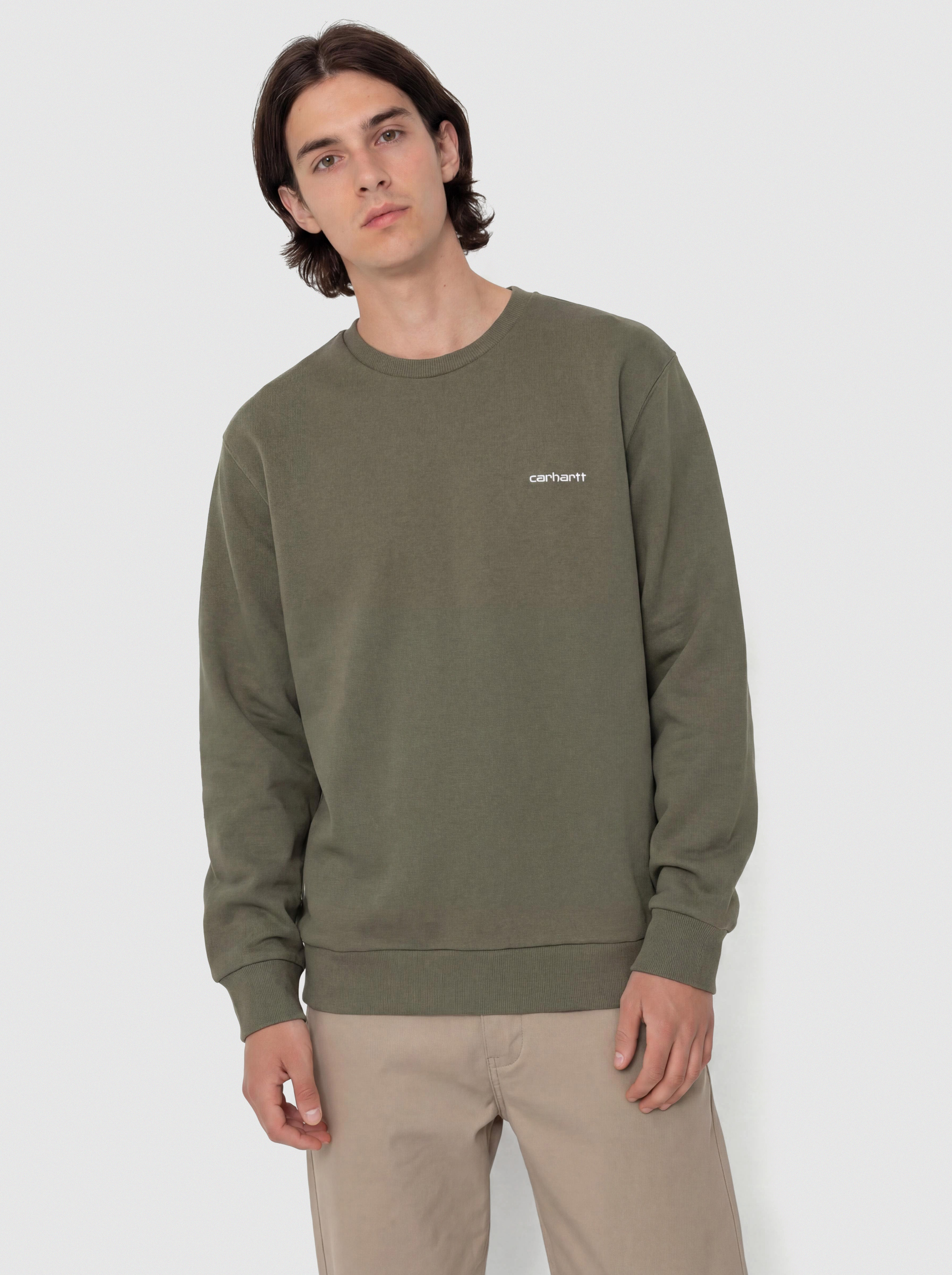 Carhartt WIP Sweatshirt Script Embroidery (leaf/white)