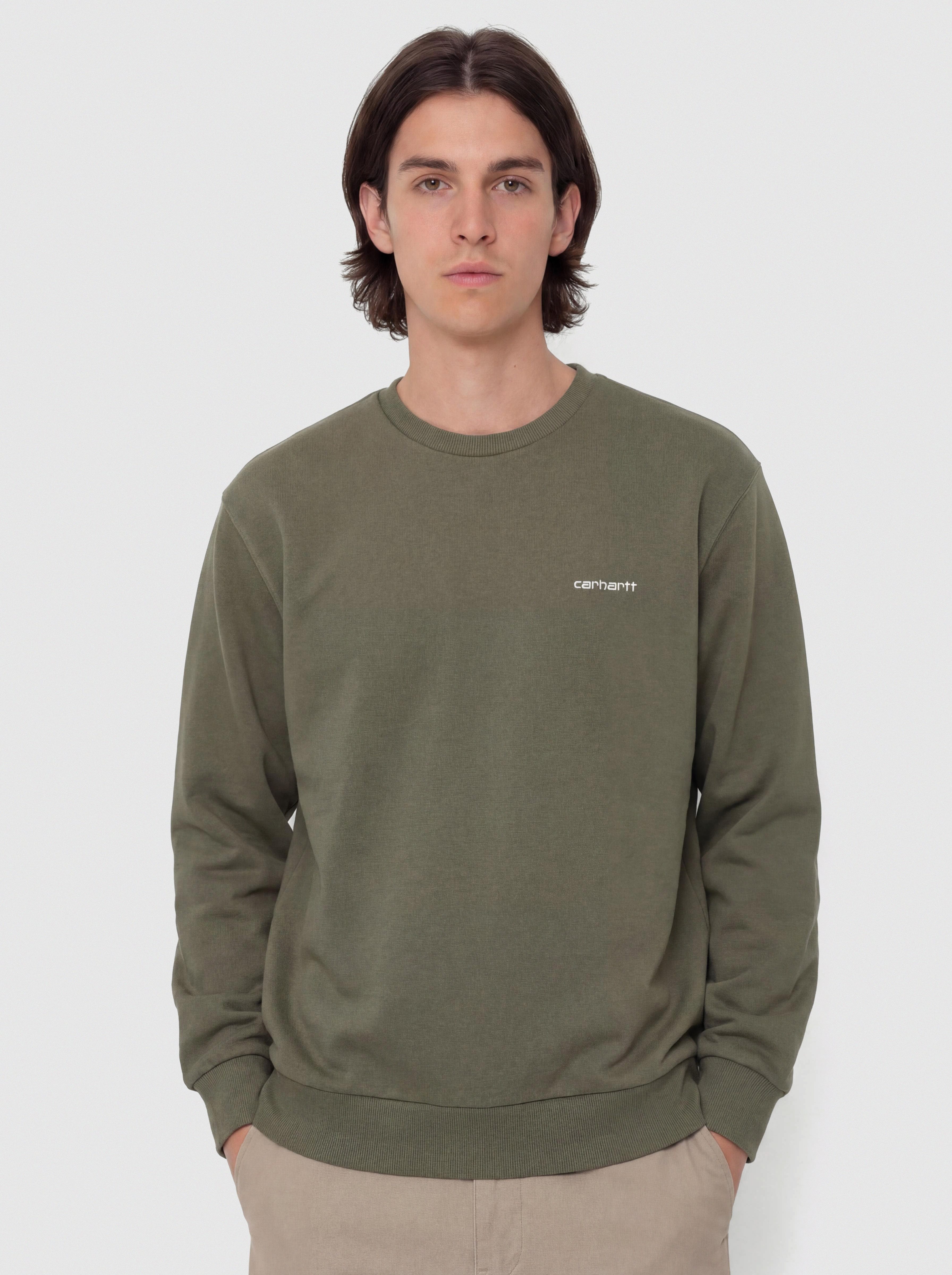 Carhartt WIP Sweatshirt Script Embroidery (leaf/white)