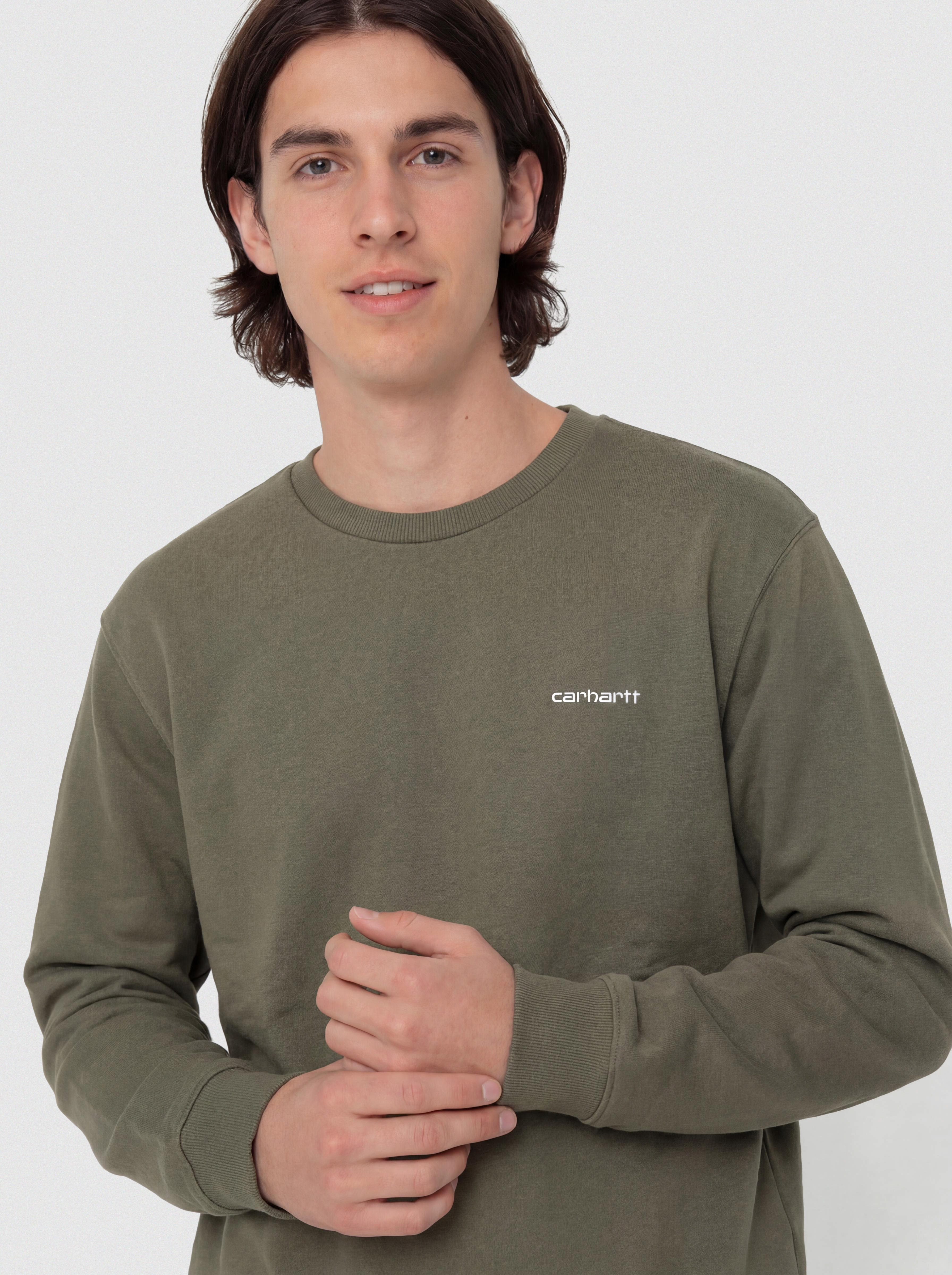 Carhartt WIP Sweatshirt Script Embroidery (leaf/white)