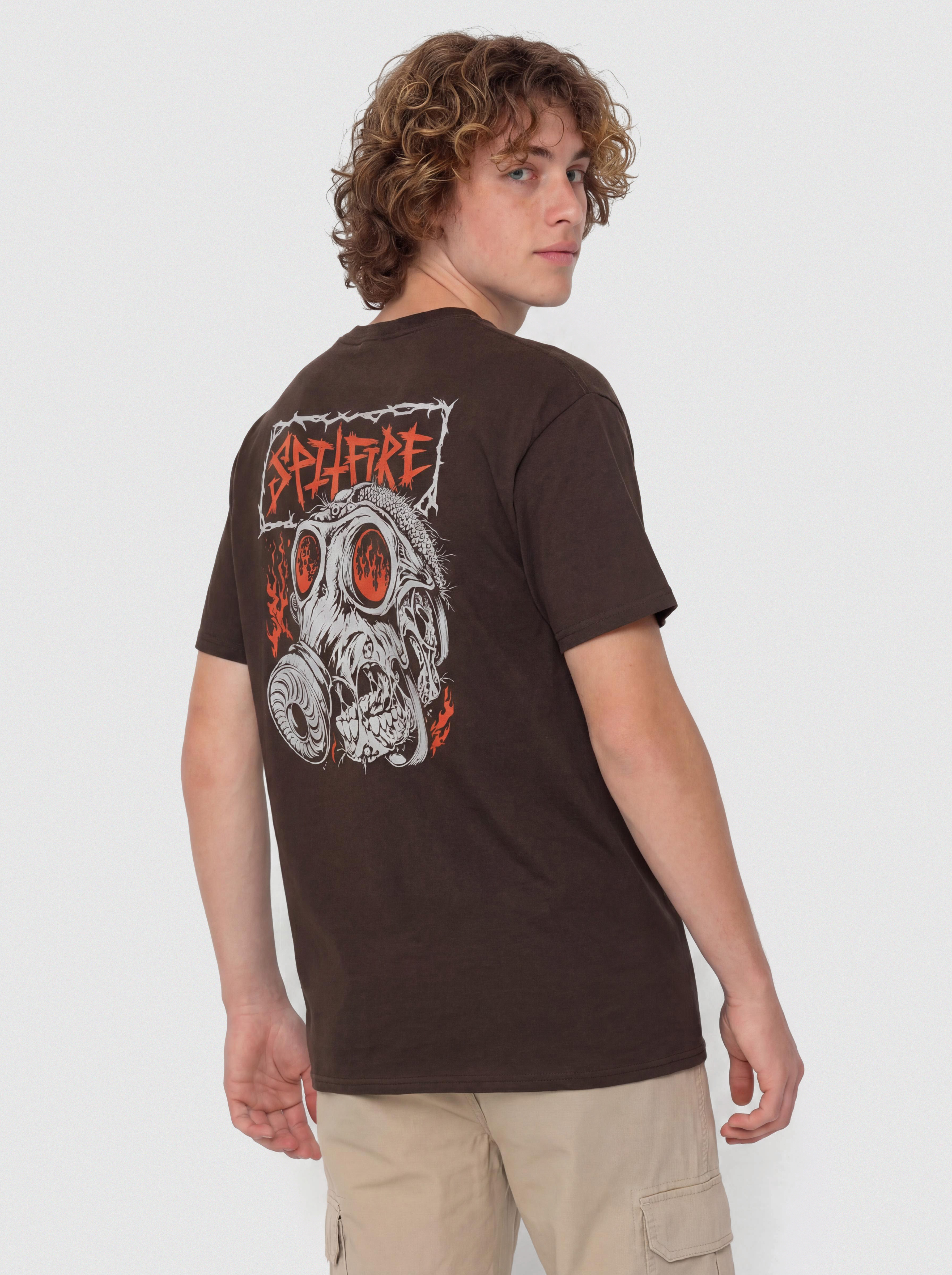 Spitfire T-Shirt Gas Mask (dark chocolate w/multi color prints)