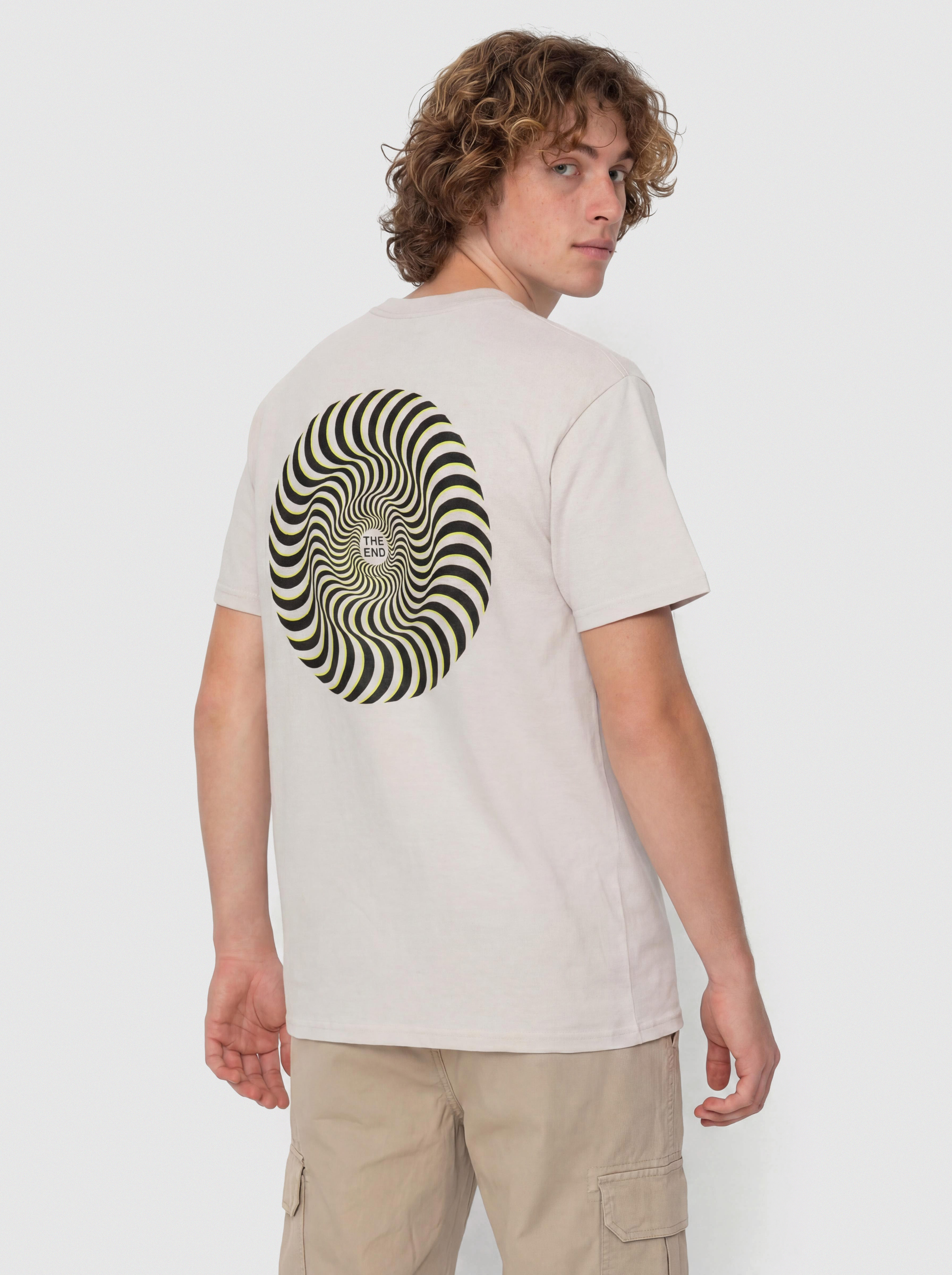 Spitfire T-Shirt Classic Swirl Overlay (ice grey w/black green prints)