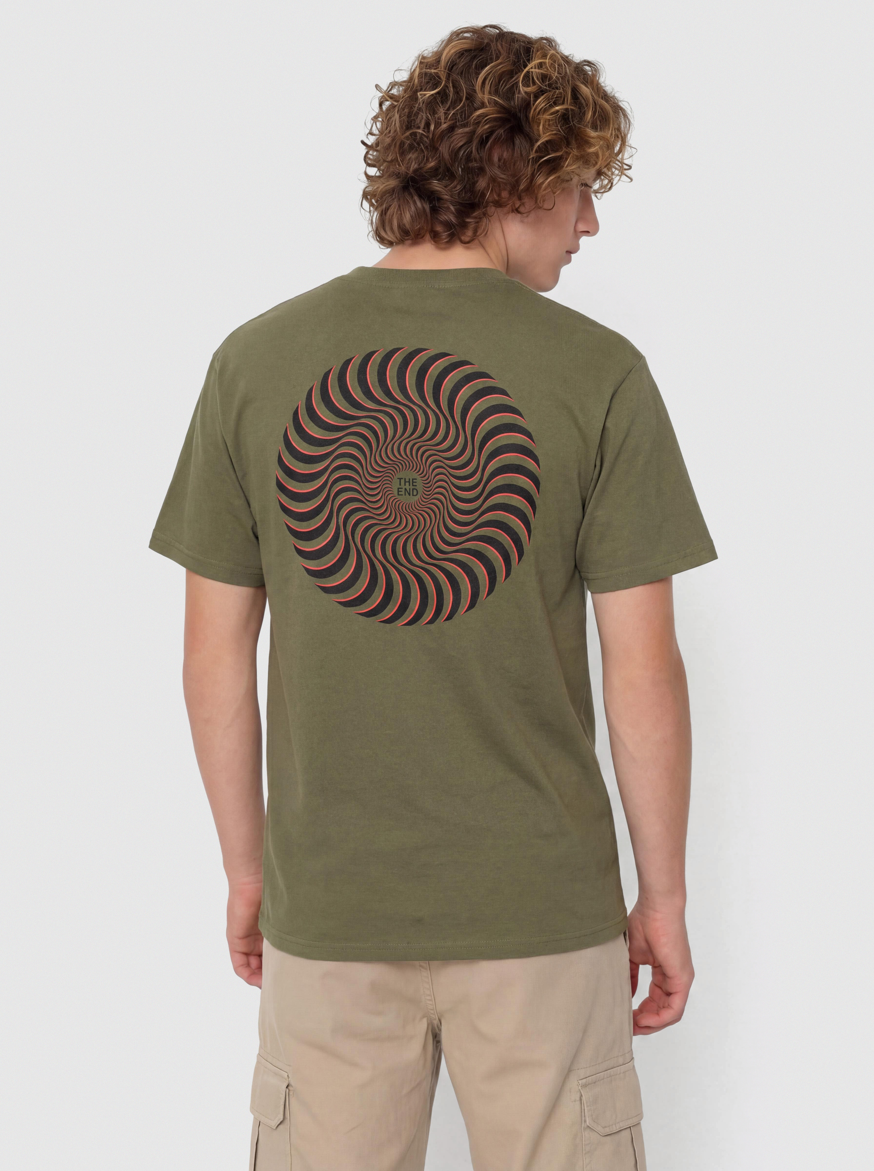 Spitfire T-Shirt Classic Swirl Overlay (military green w/black red prints)