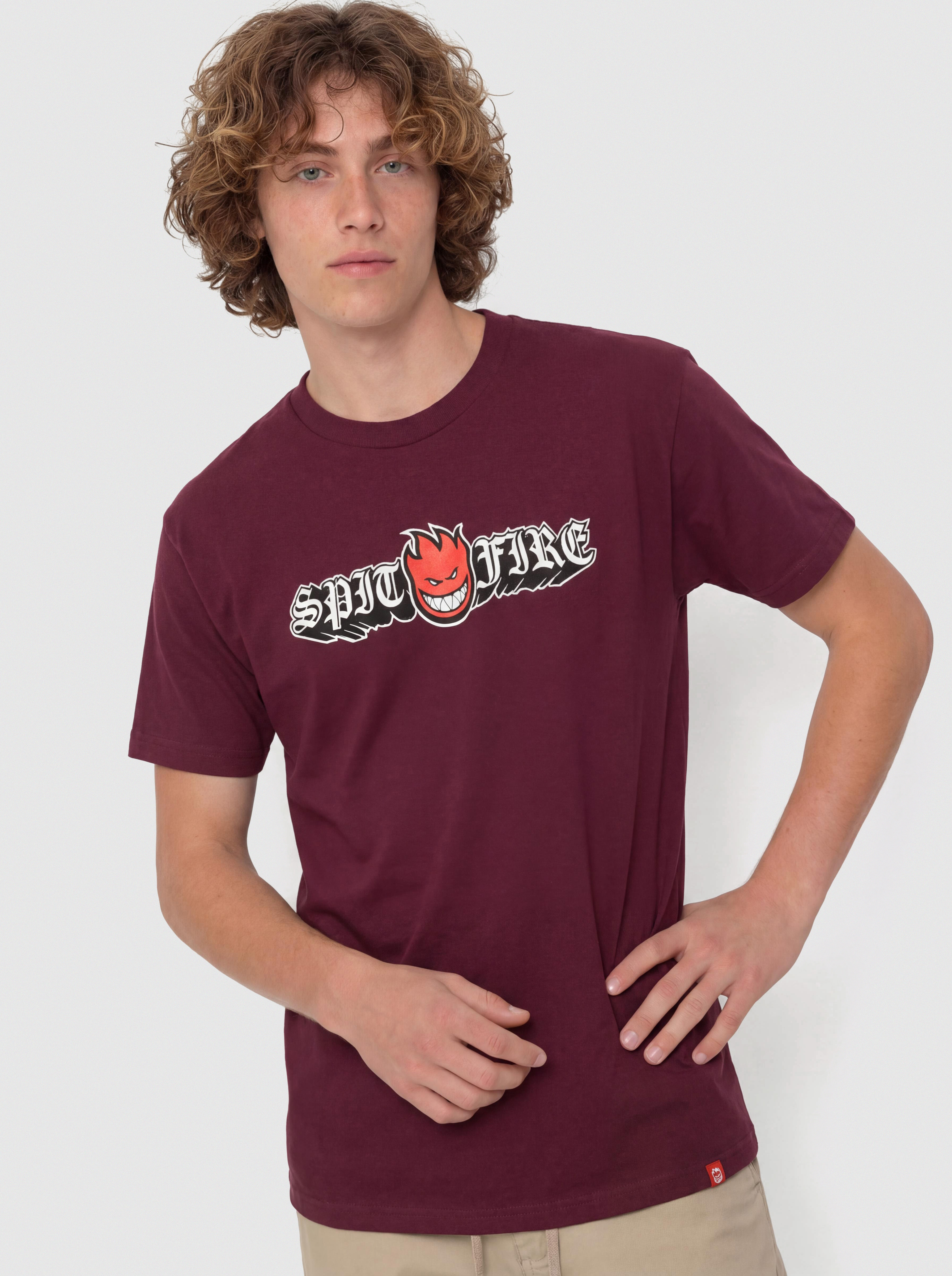 Spitfire T-Shirt Old E Drop Bighead (burgundy w/red black & white print)