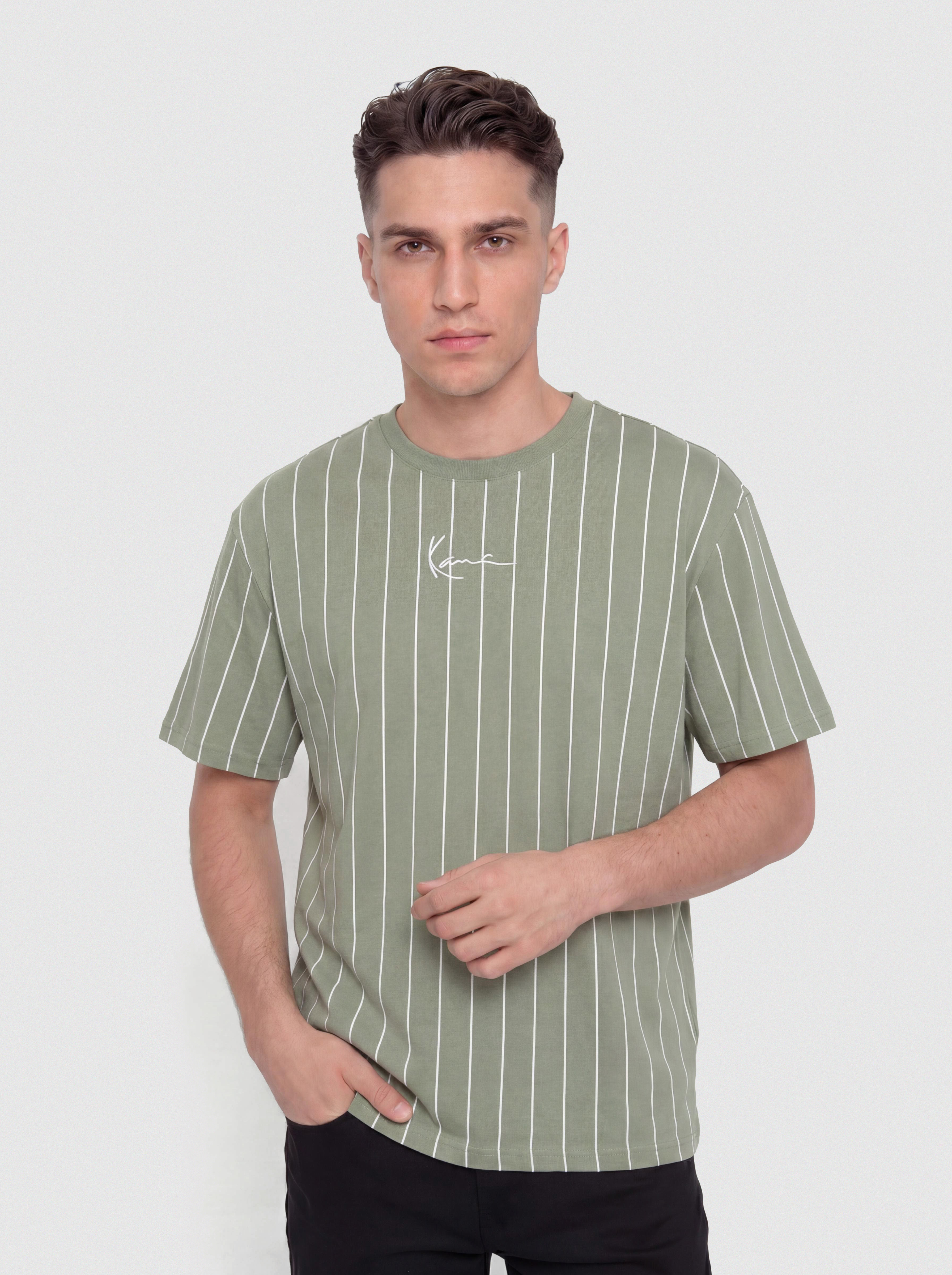 Karl Kani Small Signature Pinstripe T-Shirt (green)