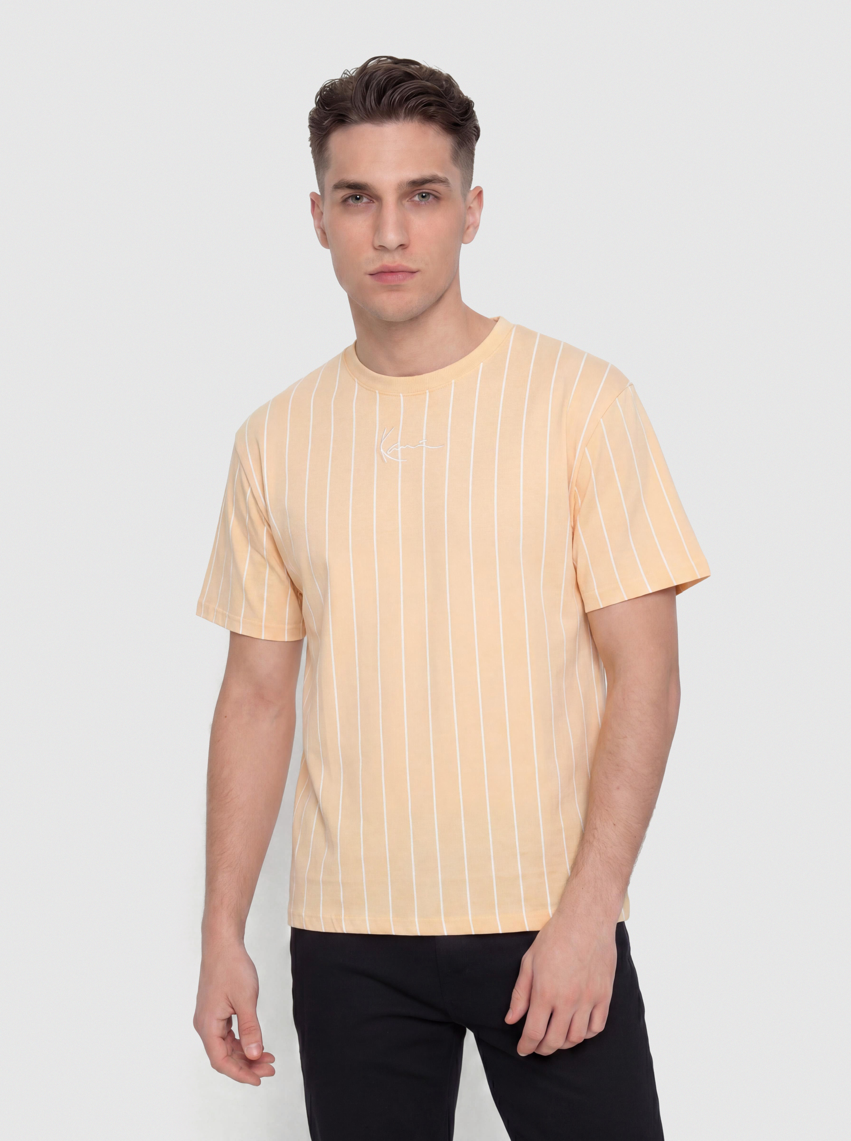 Karl Kani Small Signature Essential Pinstripe T-Shirt (orange)