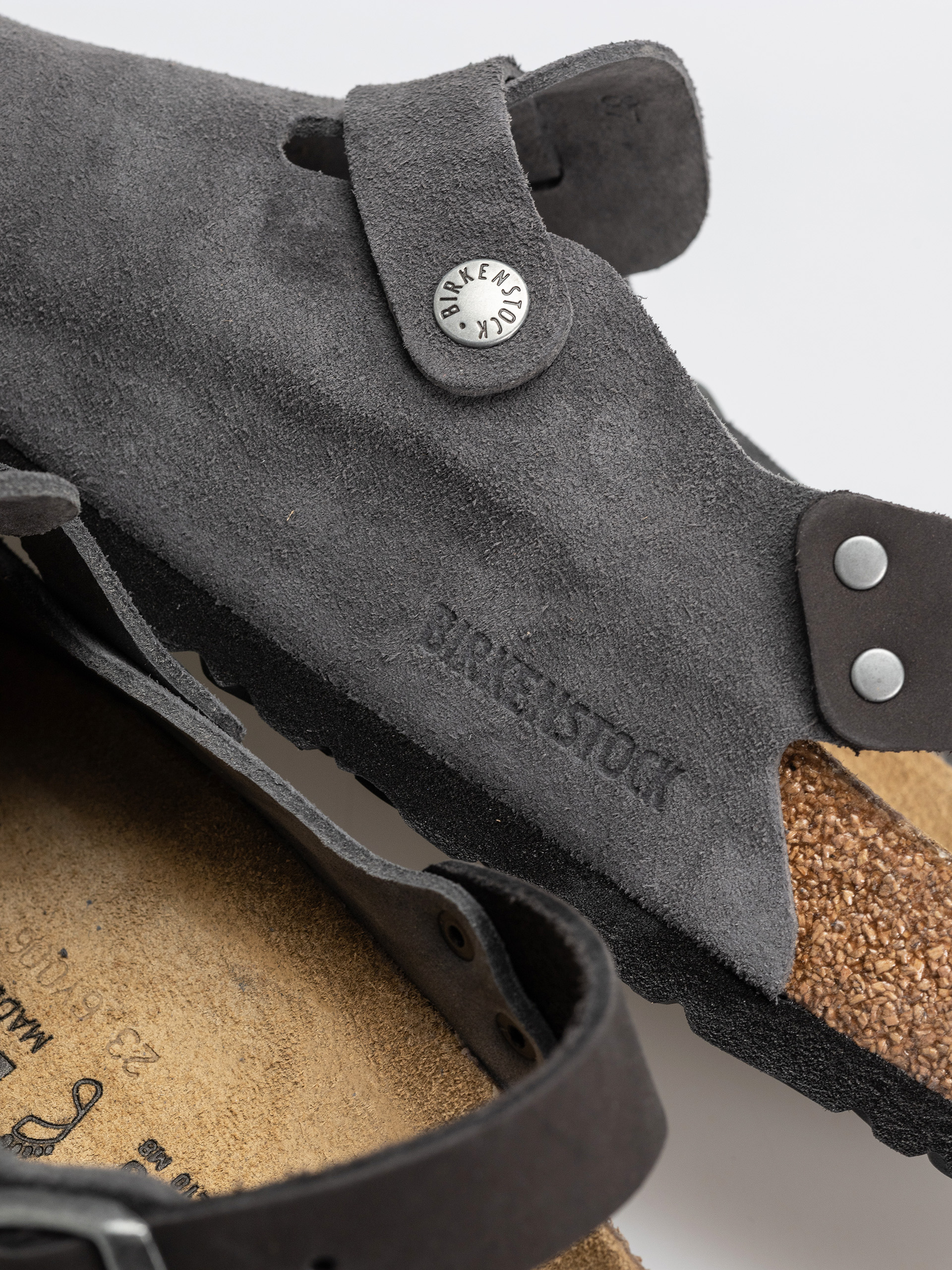 Birkenstock Tokio Suede Leather Regular Flip Flops (charcoal)