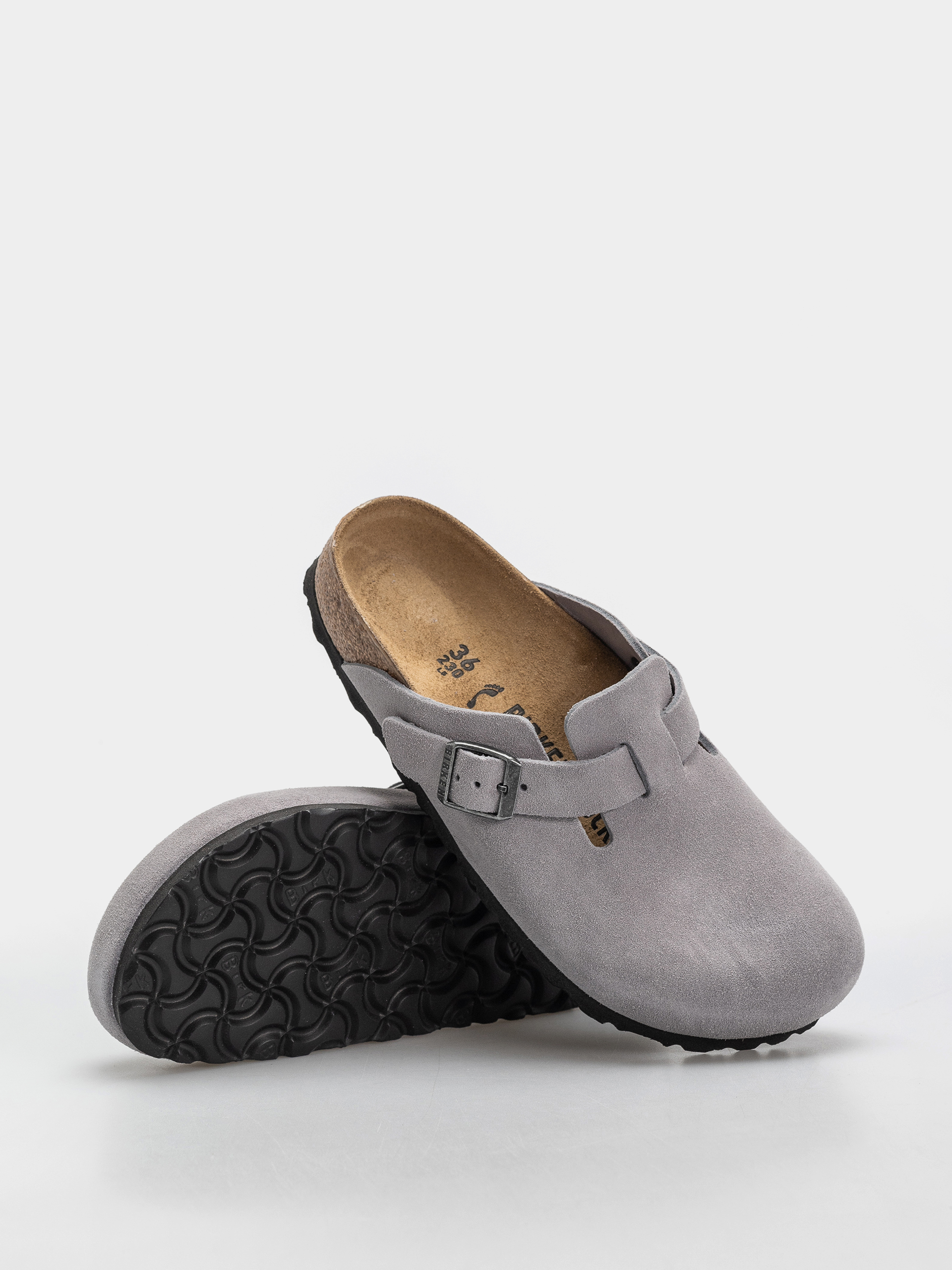 Birkenstock Boston Suede Leather Narrow Flip-flops (lavender sky)