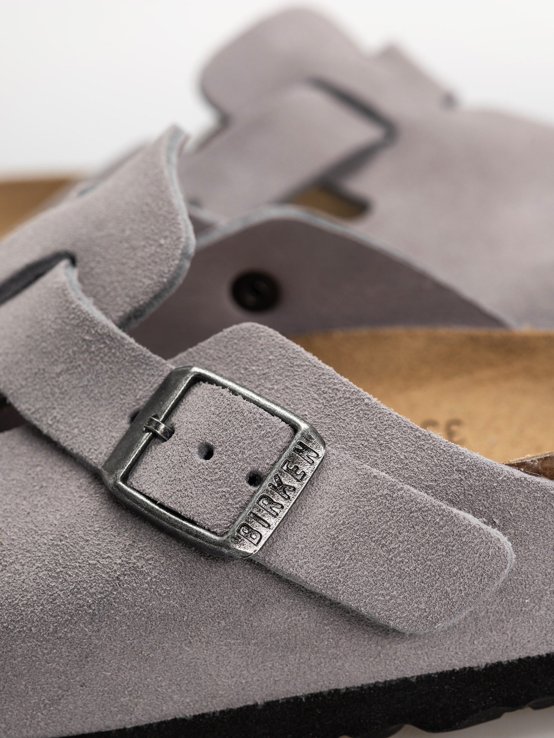 Birkenstock Boston Suede Leather Narrow Flip Flops (lavender sky)