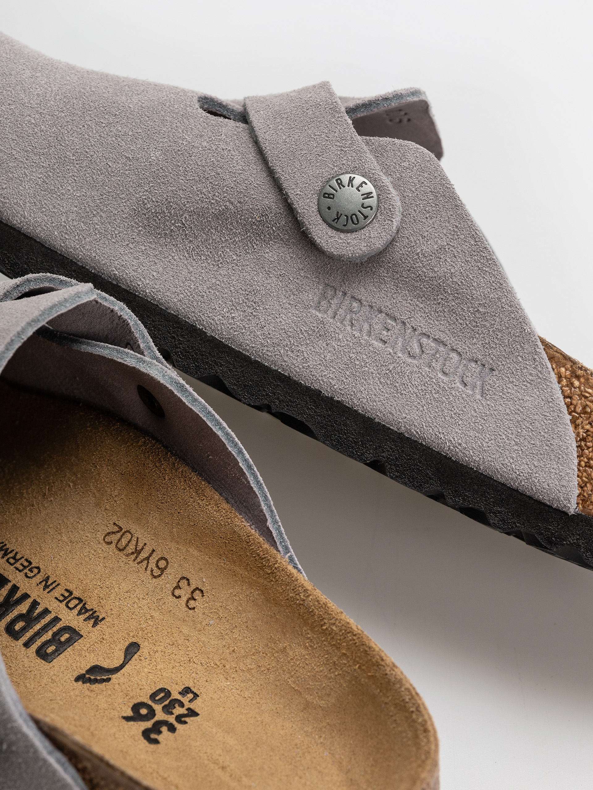 Birkenstock Boston Suede Leather Narrow Flip-flops (lavender sky)