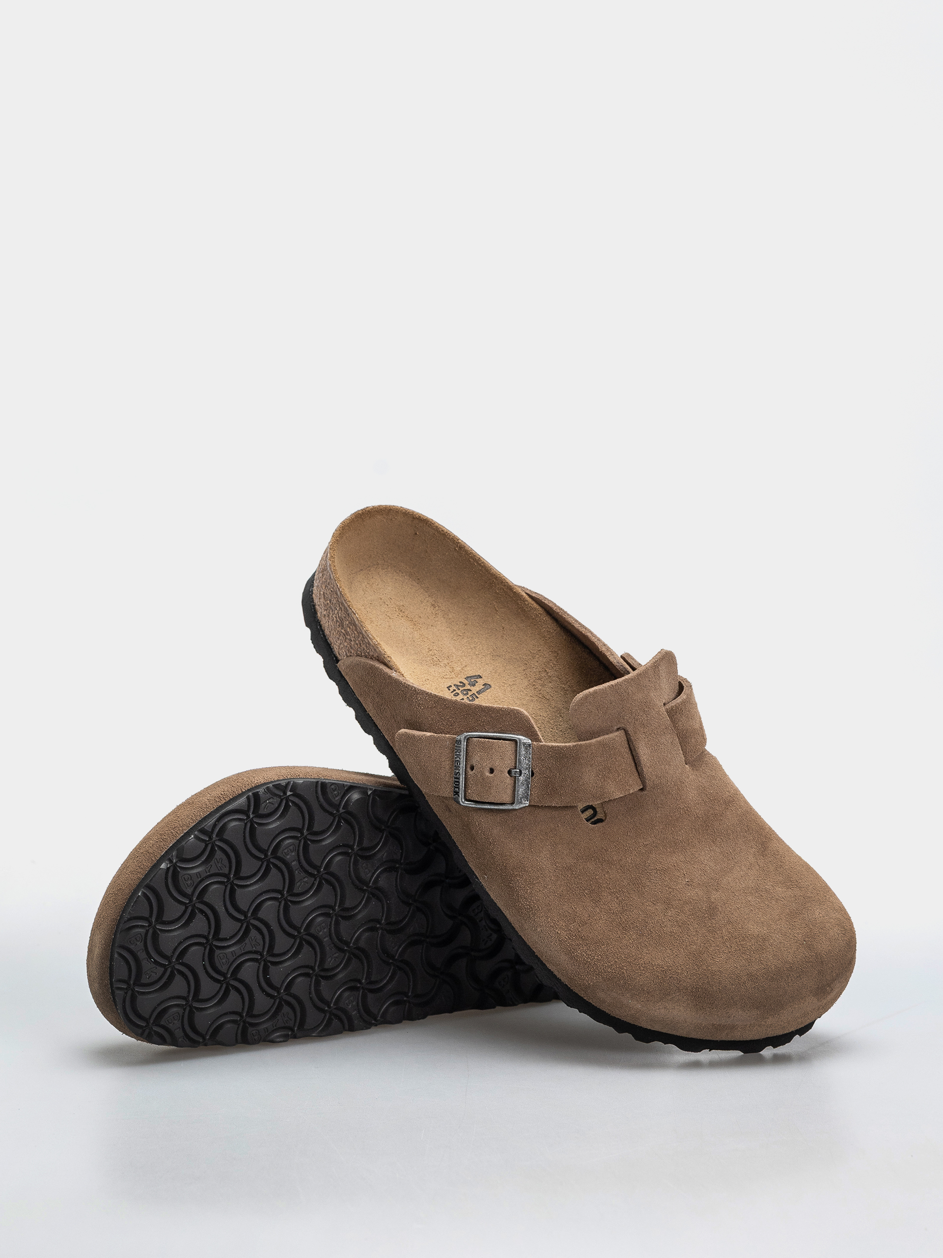 Birkenstock Boston Suede Leather Regular Flip-flops (dark tea)