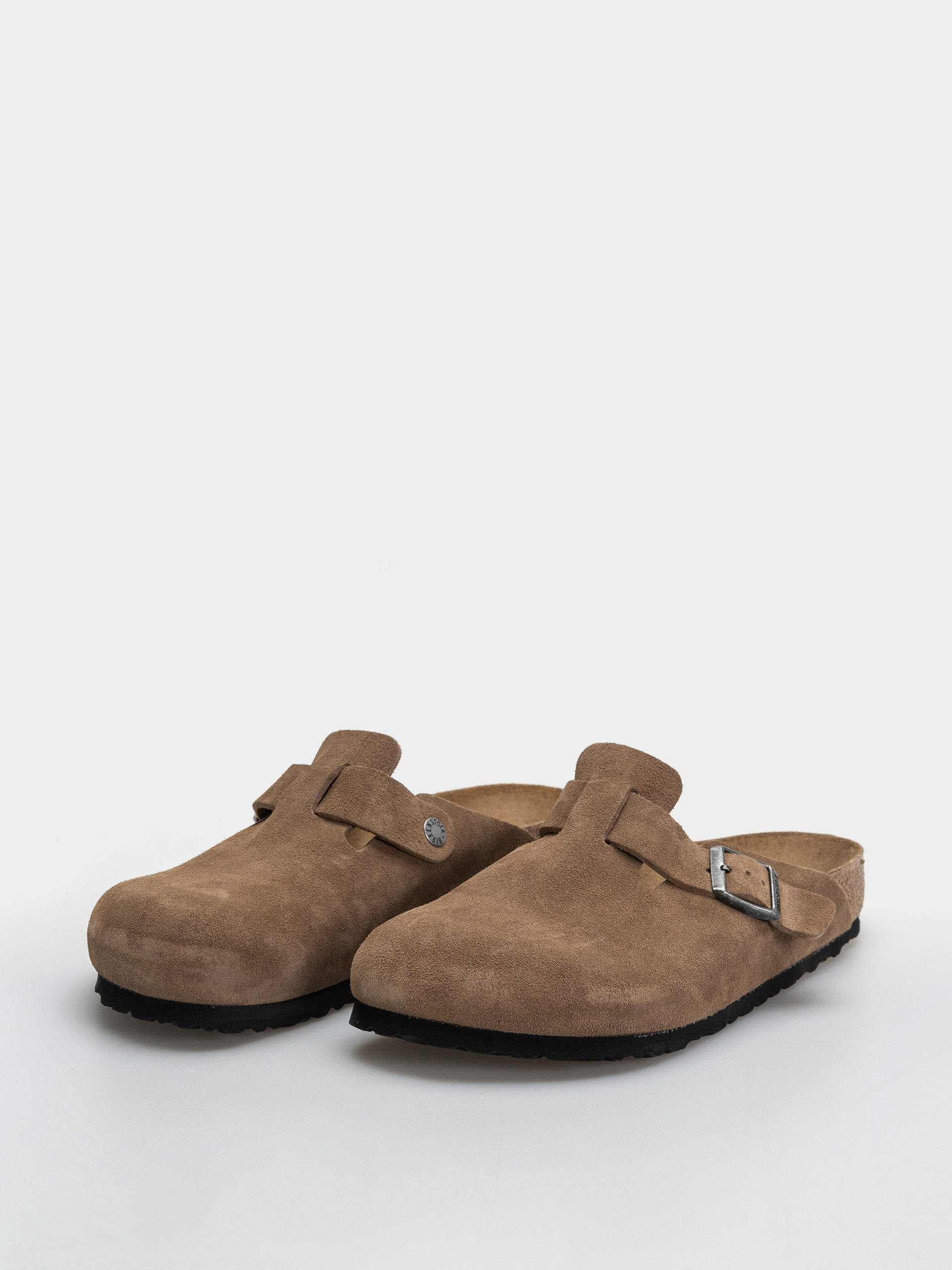Birkenstock Boston Suede Leather Regular Flip Flops (dark tea)