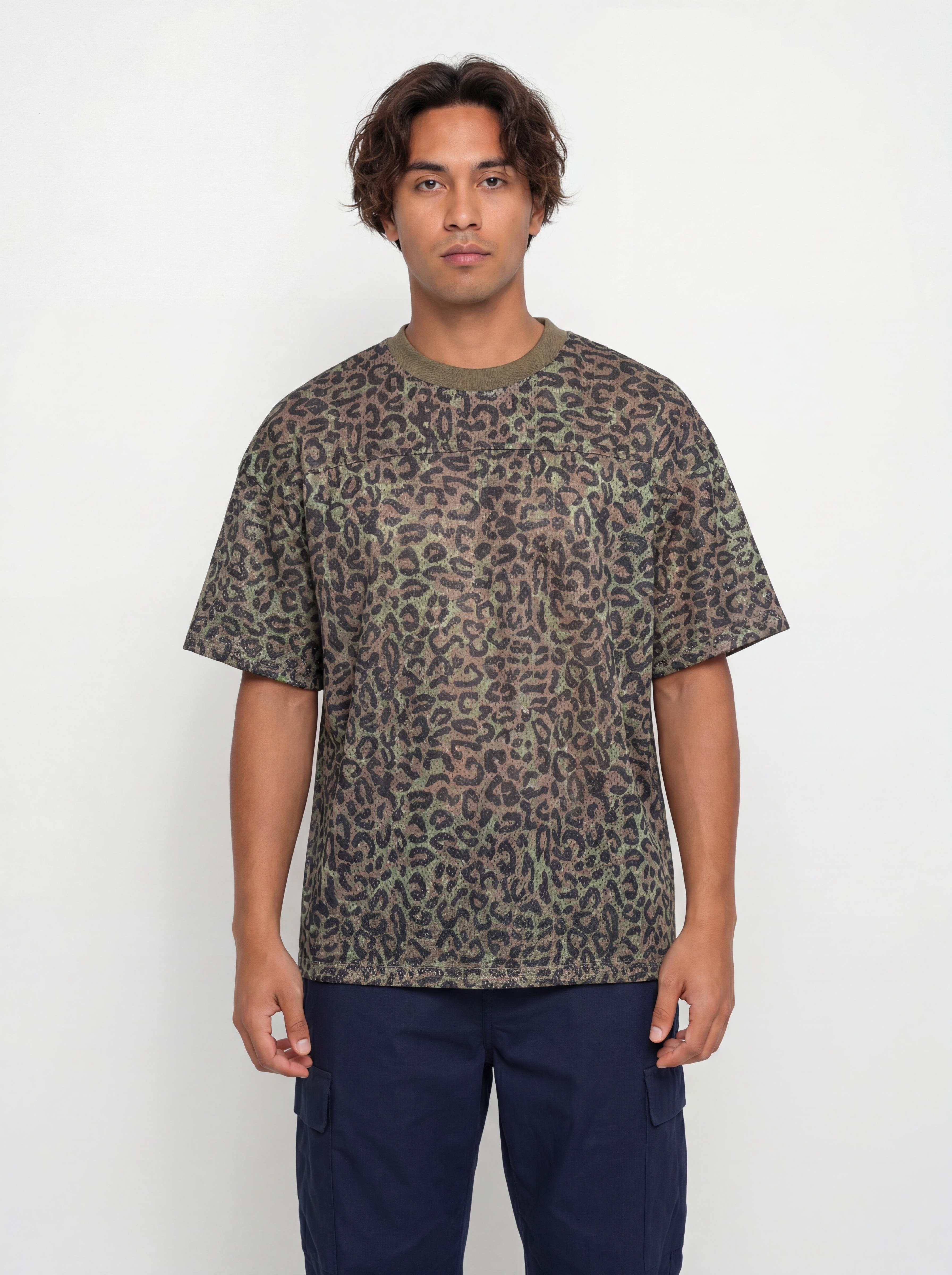 Wasted Paris T-Shirt Cheetah Mesh Boxy (olive khaki camo)