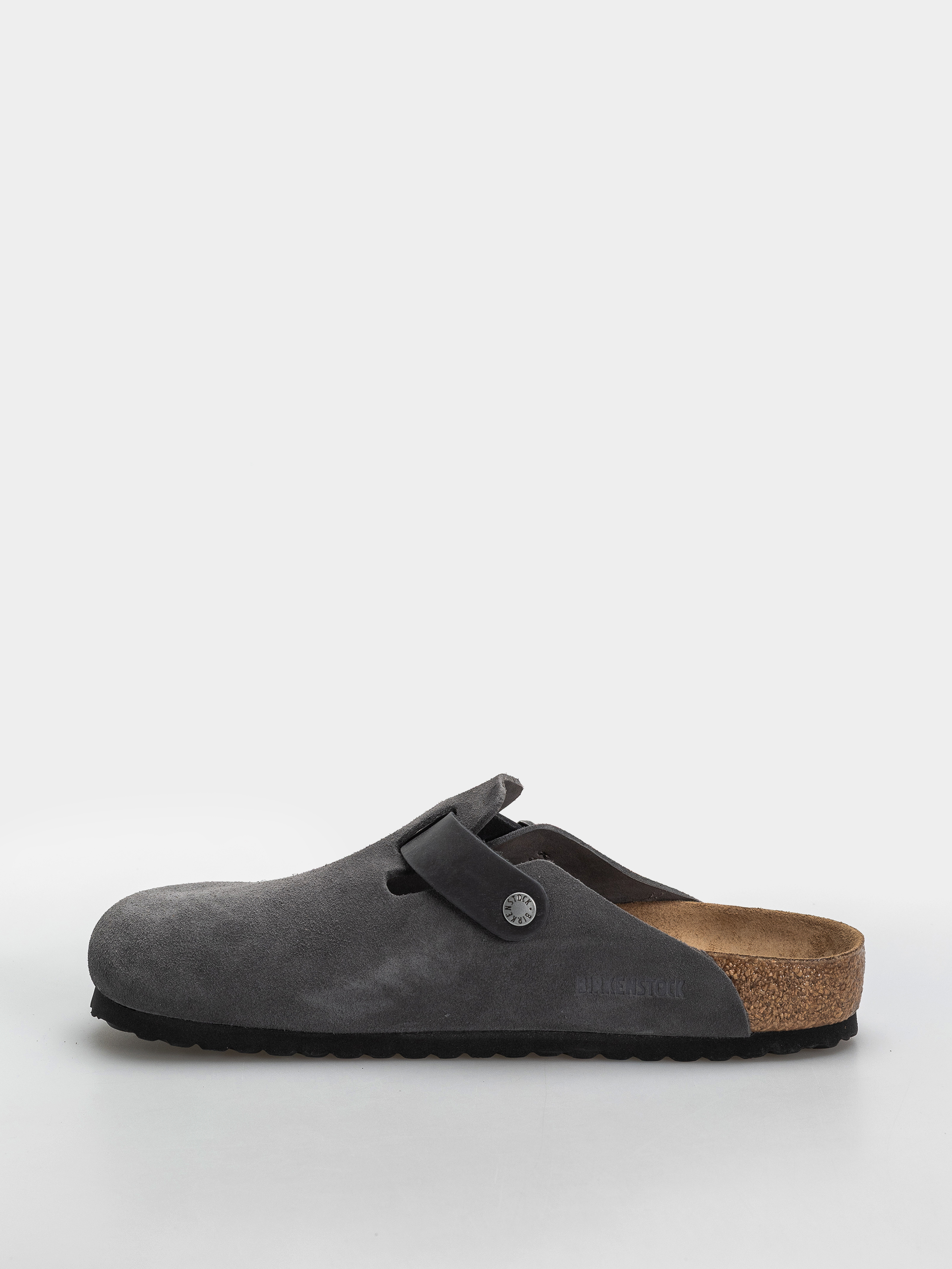 Birkenstock Boston Mixed Leather Regular Flip Flops (charcoal)
