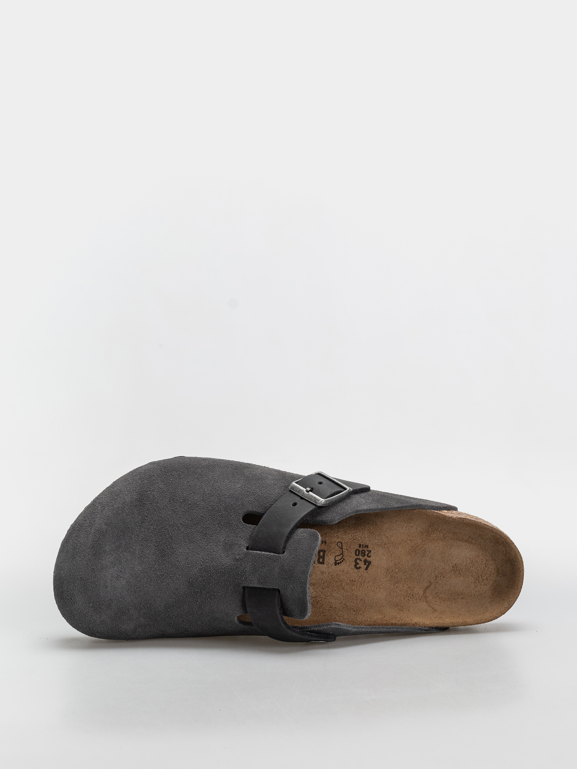 Birkenstock Boston Mixed Leather Regular Flip Flops (charcoal)