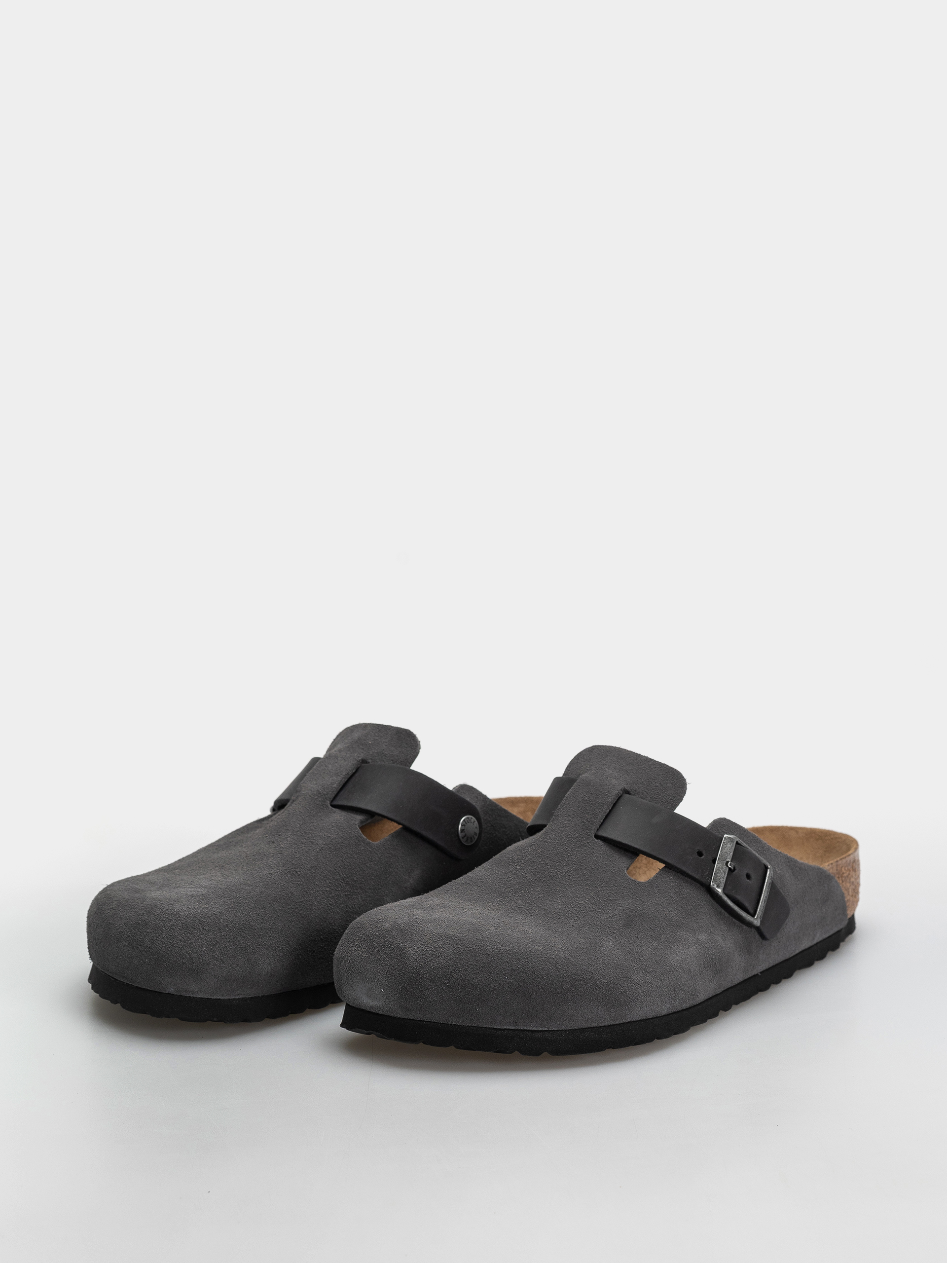 Birkenstock Boston Mixed Leather Regular Flip-flops (charcoal)