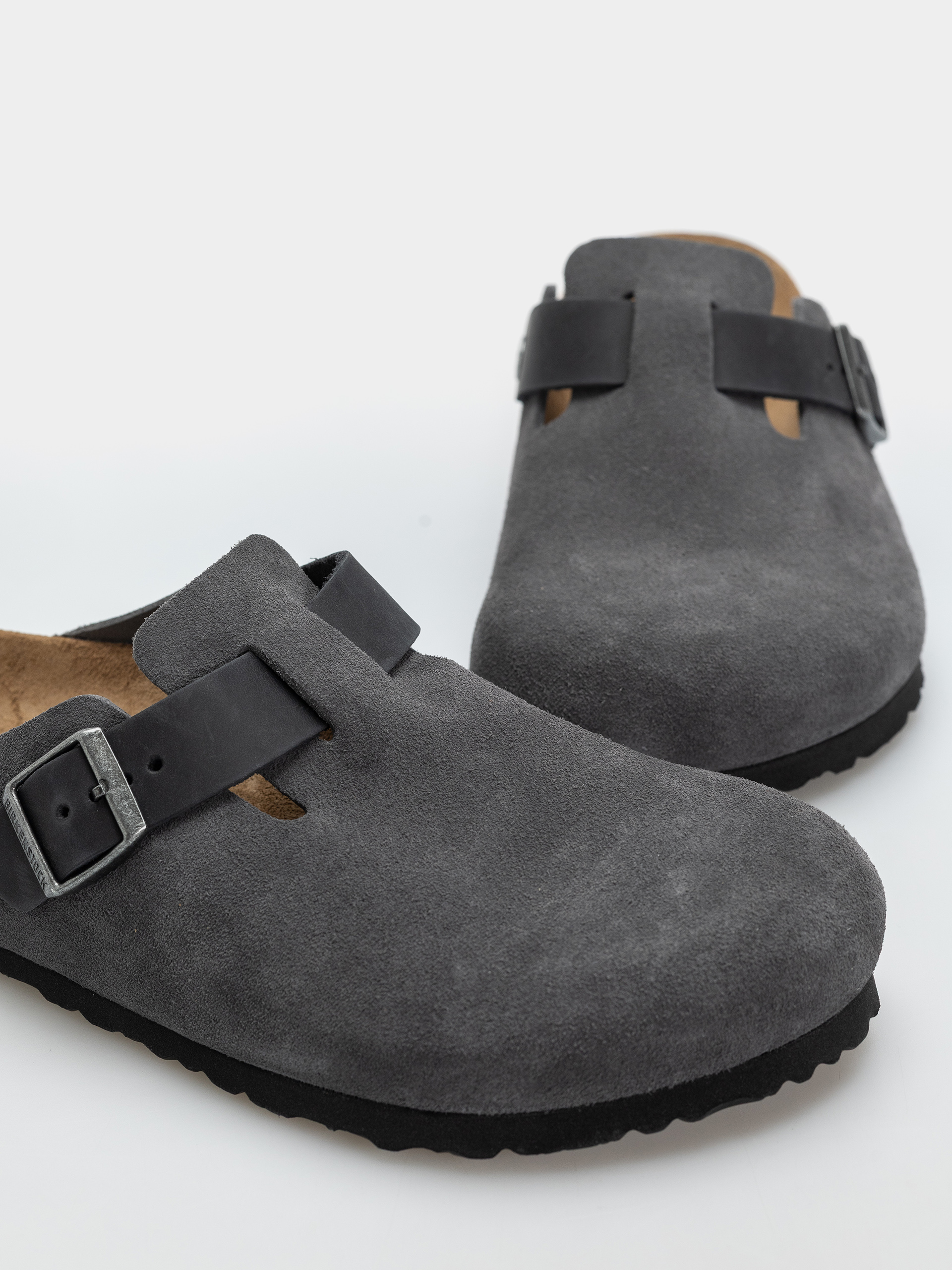 Birkenstock Boston Mixed Leather Regular Flip-flops (charcoal)