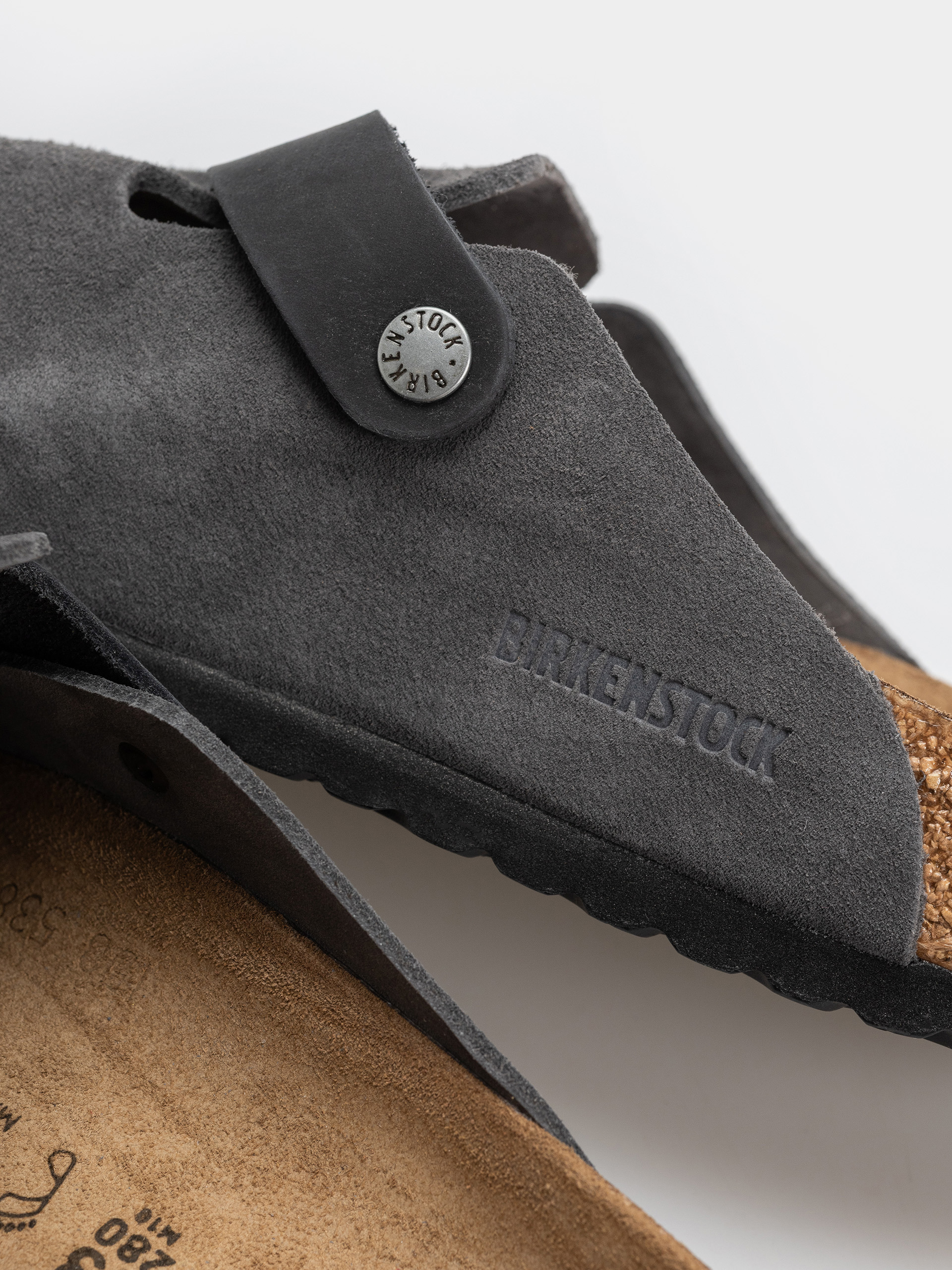 Birkenstock Boston Mixed Leather Regular Flip-flops (charcoal)