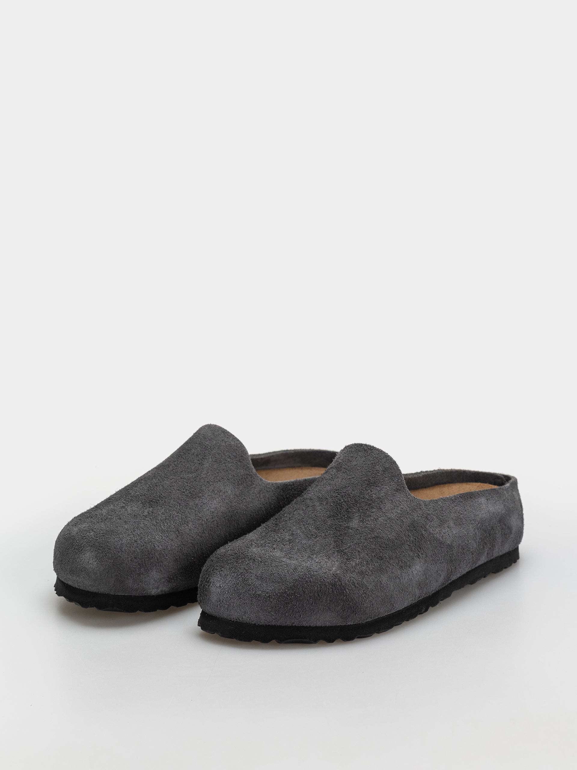 Birkenstock Amsterdam Wrapped Suede Leather Narrow Flip Flops (charcoal)