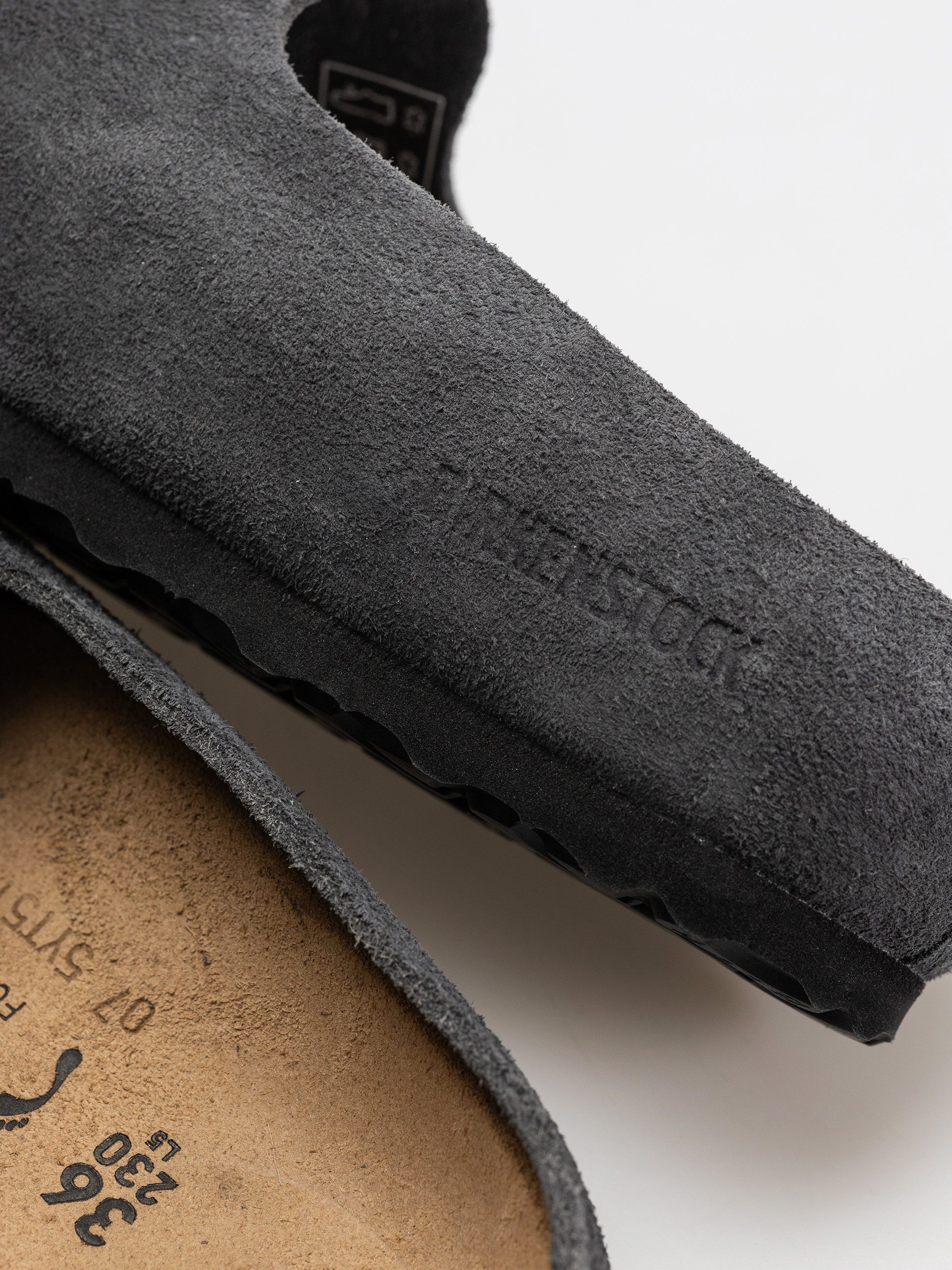 Birkenstock Amsterdam Wrapped Suede Leather Narrow Flip Flops (charcoal)