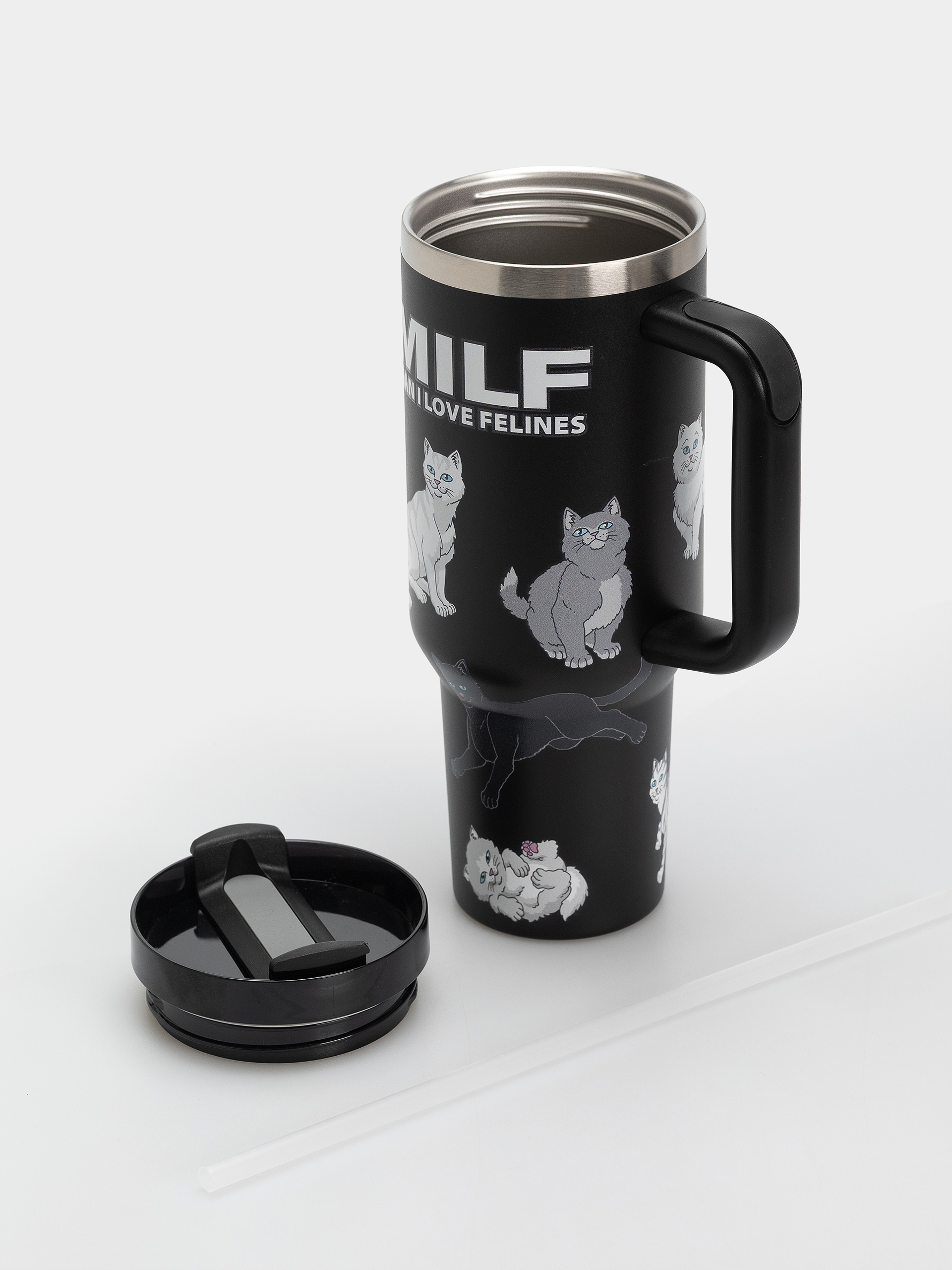RipNDip Man I Love Felines Big Ol Cup Tumbler Cup (black)