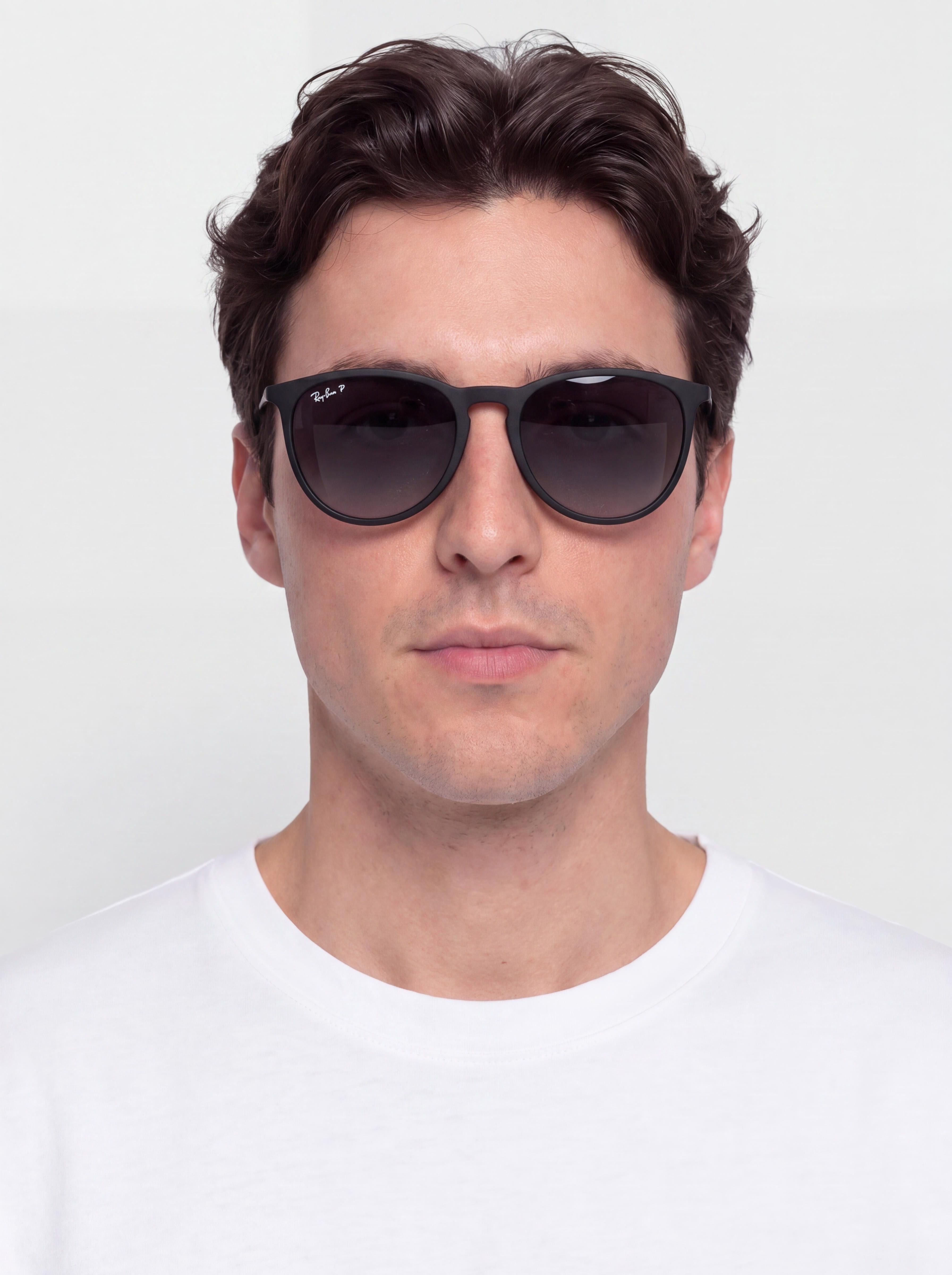 Ray-Ban Erika Sunglasses (matowy guma czarny/polaryzacyjne szary)