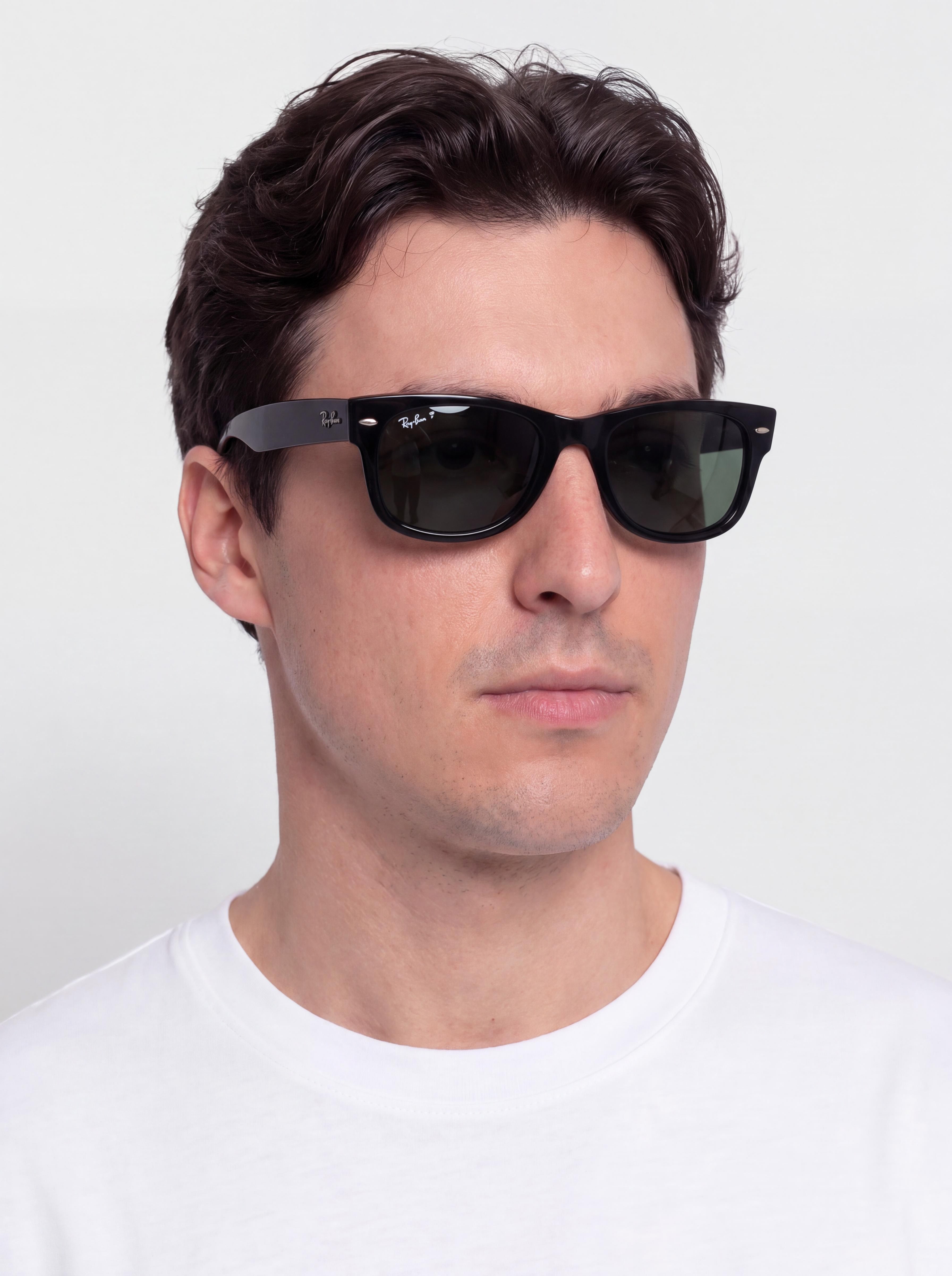 Ray-Ban Mega Wayfarer Ii Sunglasses (polerowany czarny/zielone z polaryzacją)