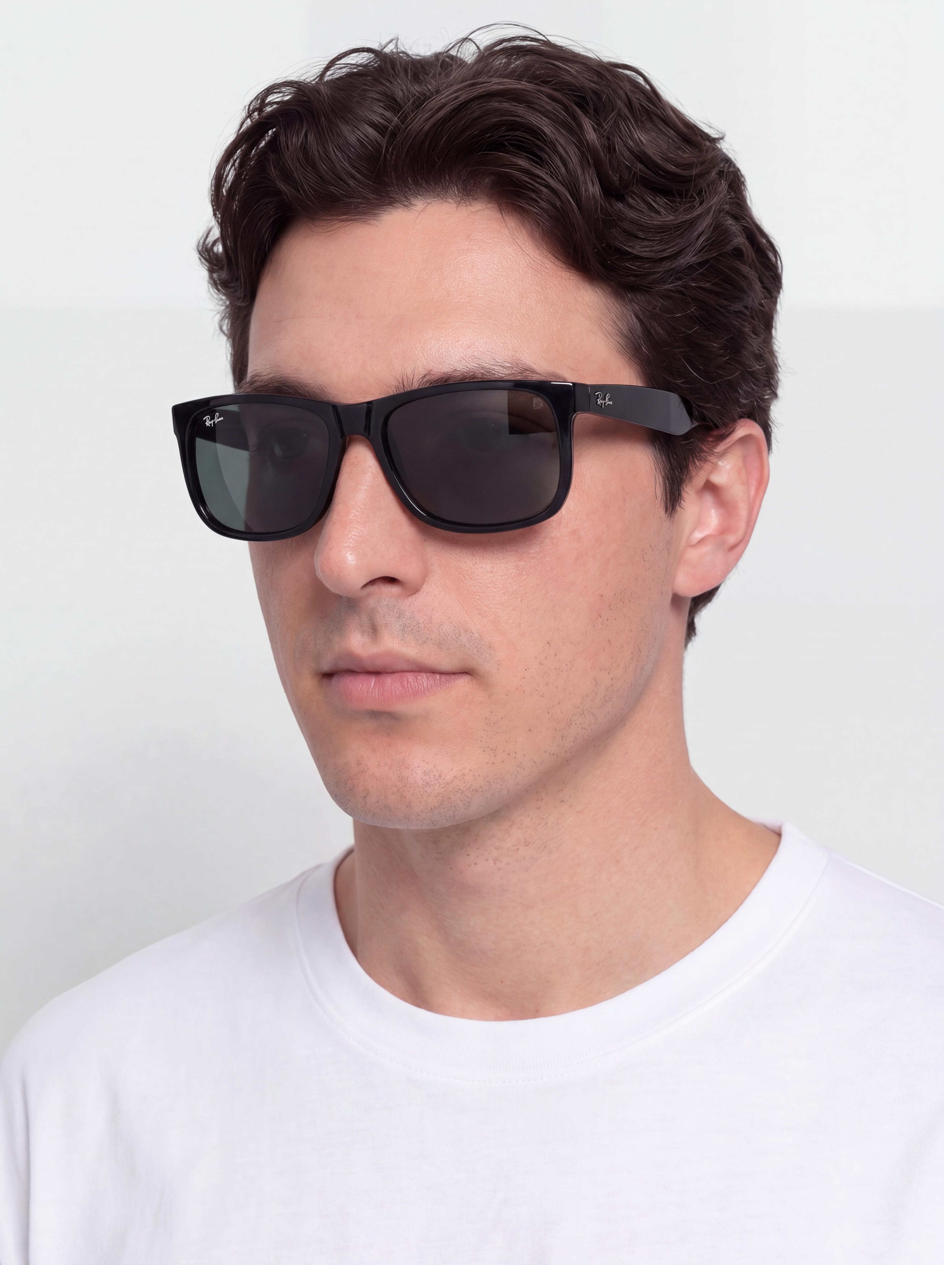 Ray-Ban Sunglasses Justin Classic (polerowany czarny/ciemnozielony)