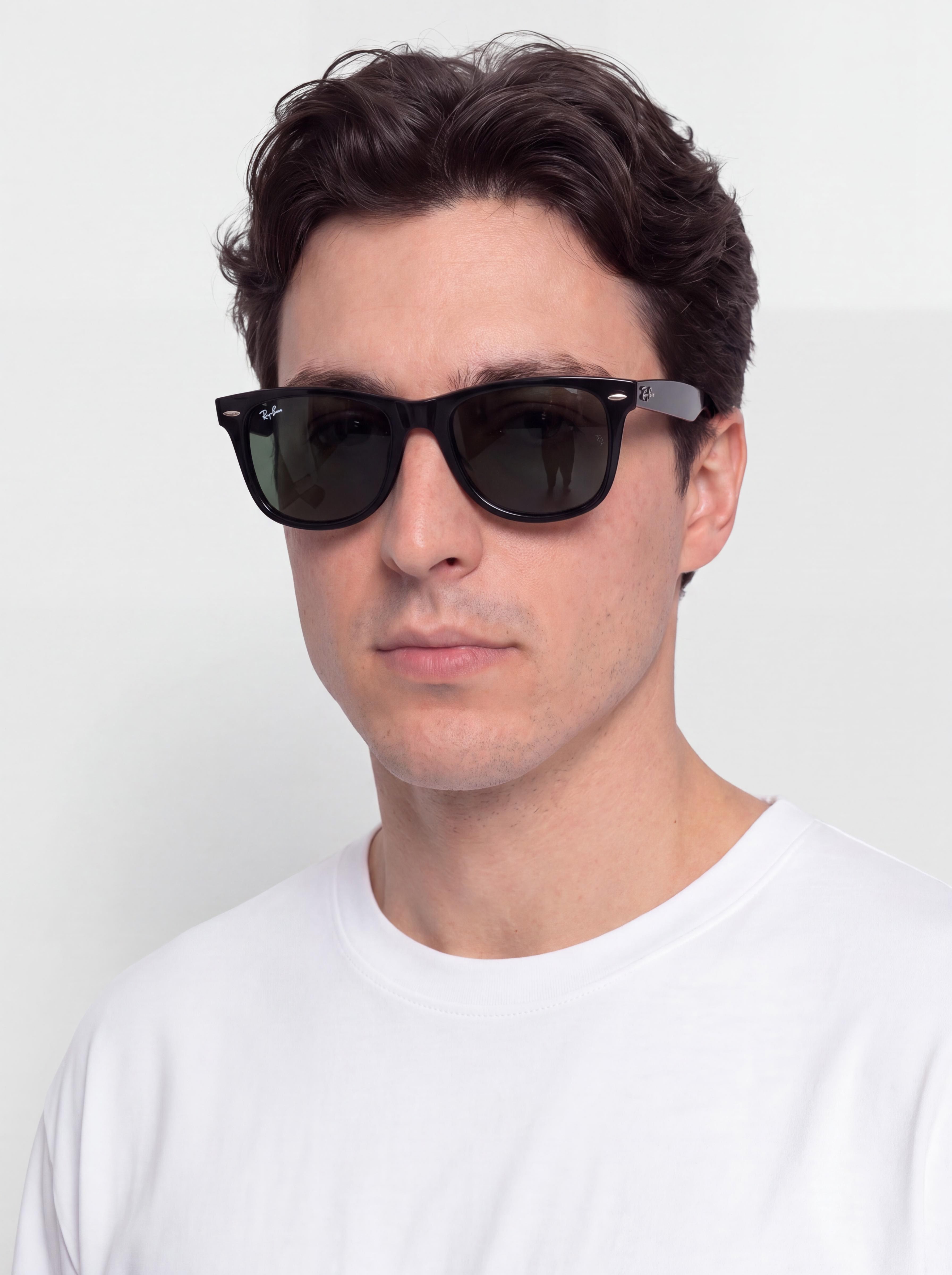 Ray-Ban Original Wayfarer Classic Sonnenbrille (polerowany czarny/zielone g-15)