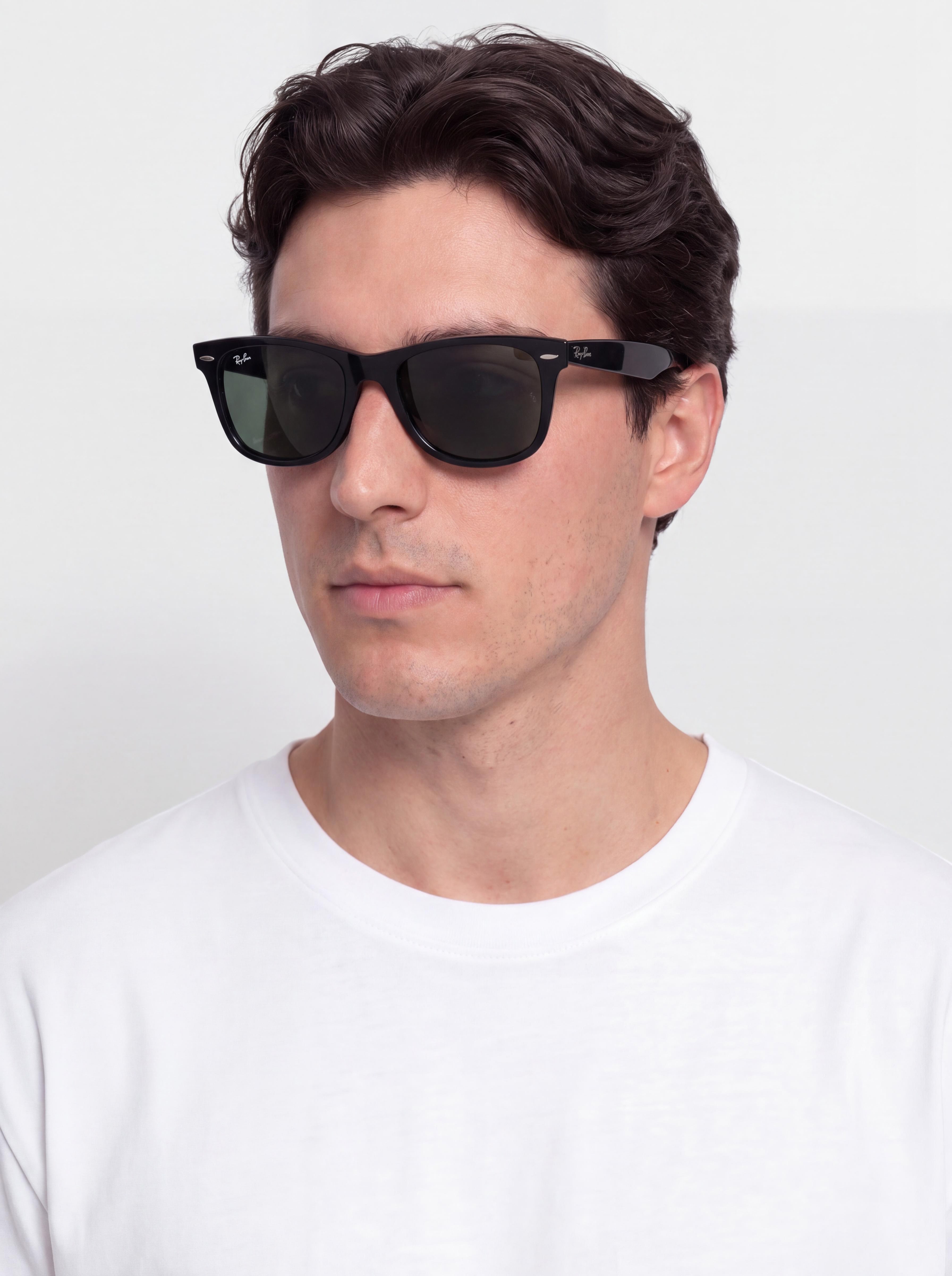 Ray-Ban Original Wayfarer Classic Sonnenbrille (polerowany czarny/zielone g-15)