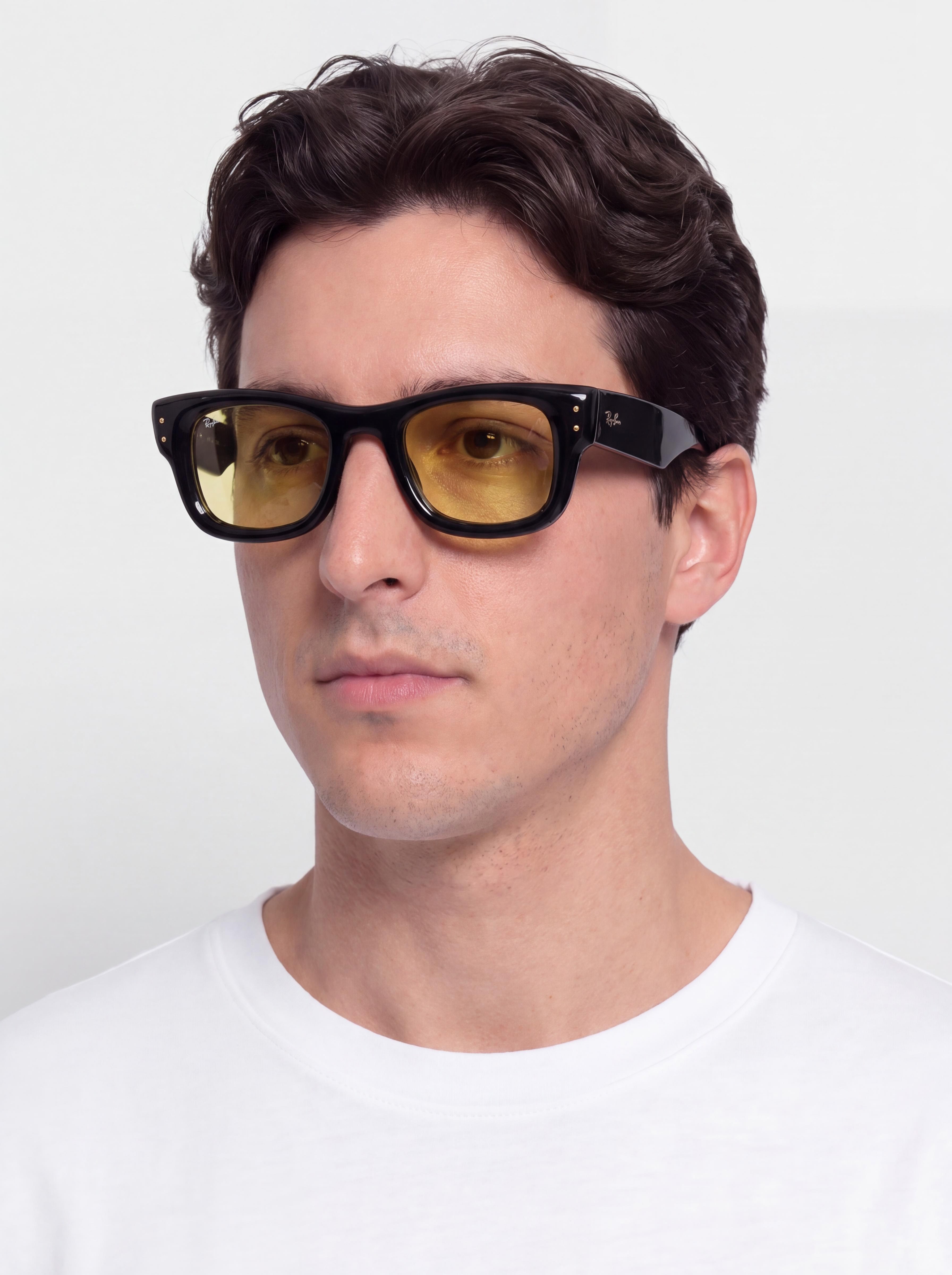 Ray-Ban Wayfarer Puffer Sunglasses (polerowany czarny/żółty)