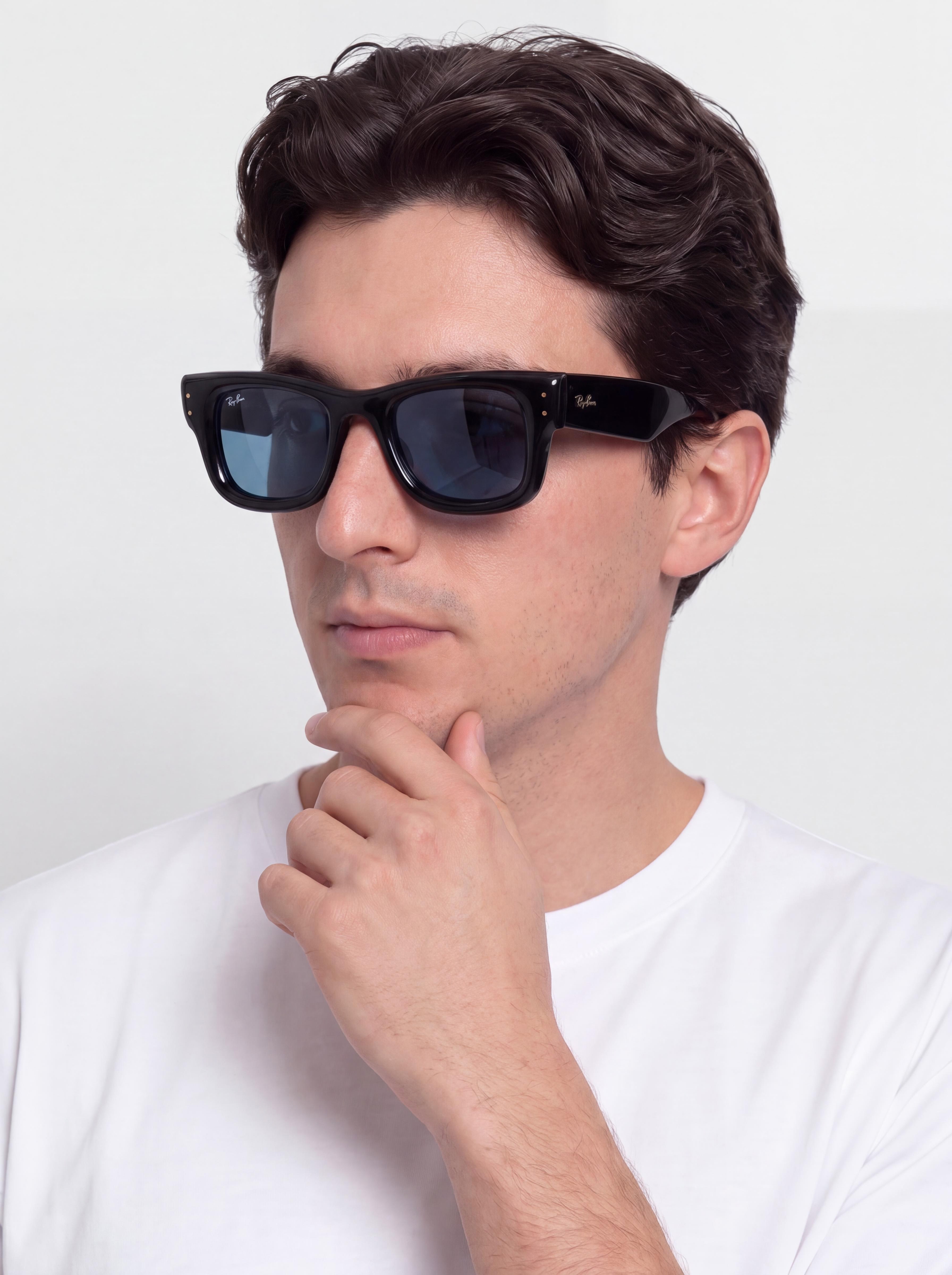Ray-Ban Wayfarer Puffer Sonnenbrille (polerowany czarny/ciemnoniebieski)