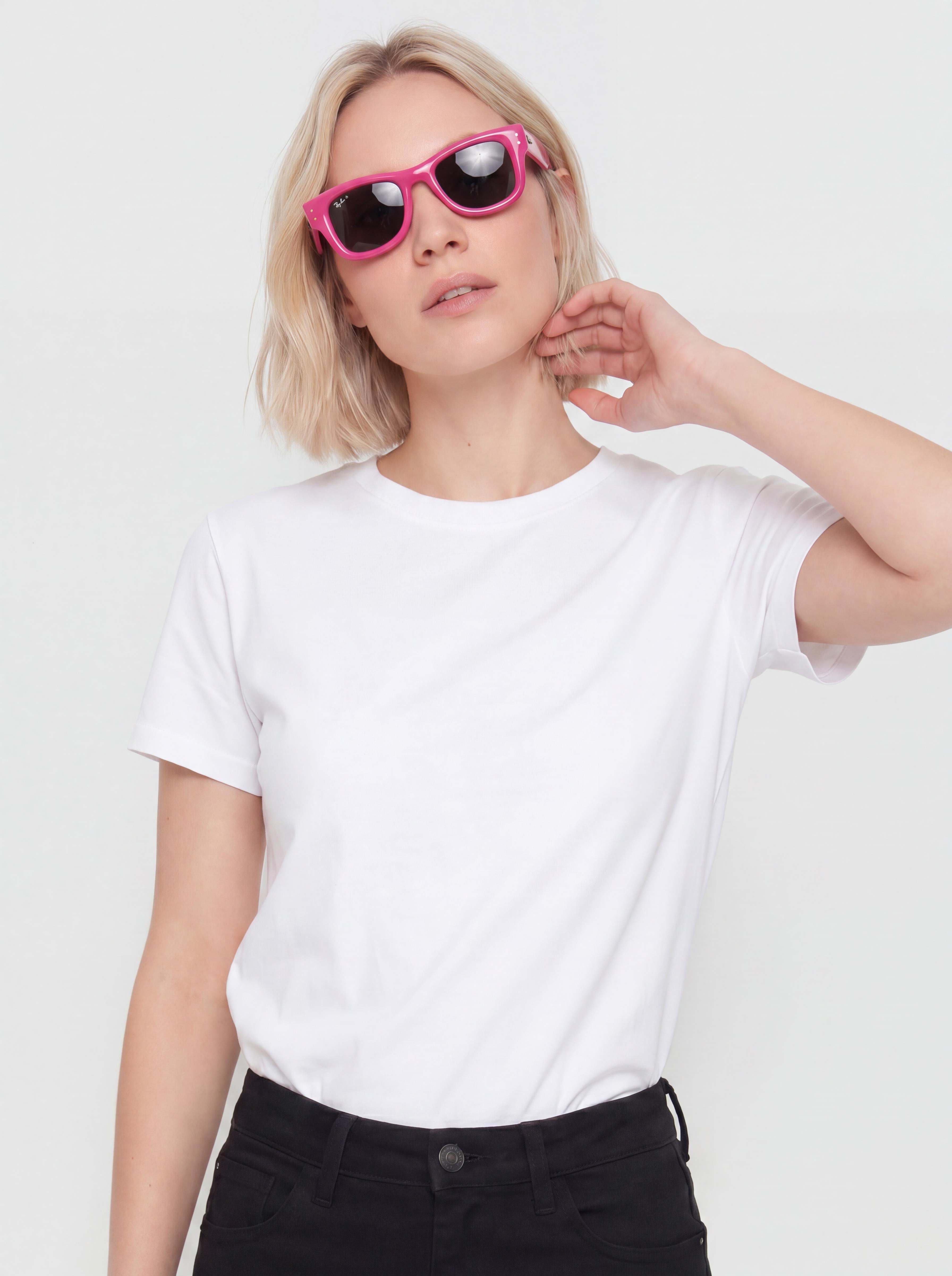 Ray-Ban Wayfarer Puffer Sunglasses (polerowany fuksja/ultra czarny)