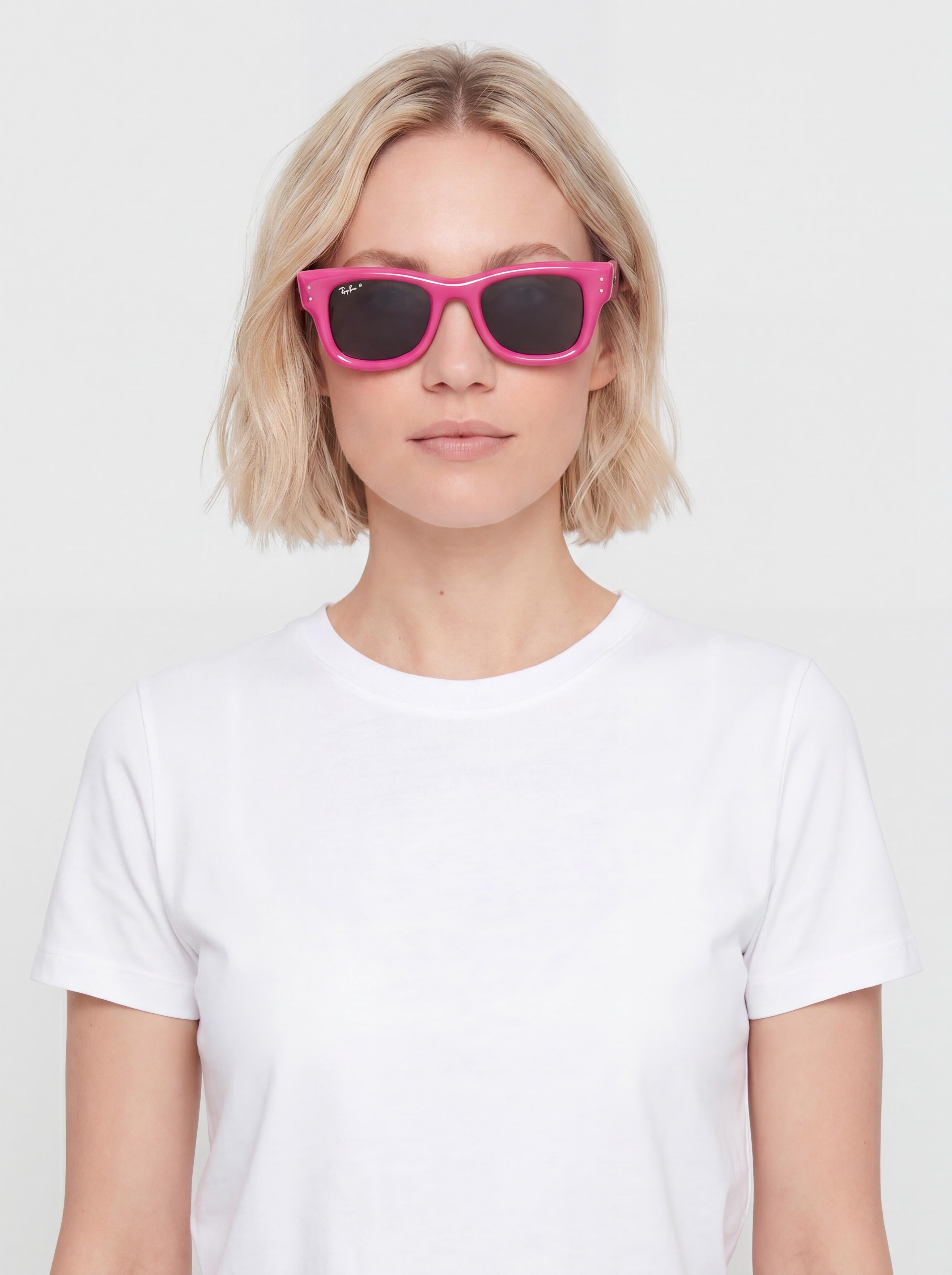 Ray-Ban Wayfarer Puffer Sonnenbrille (polerowany fuksja/ultra czarny)