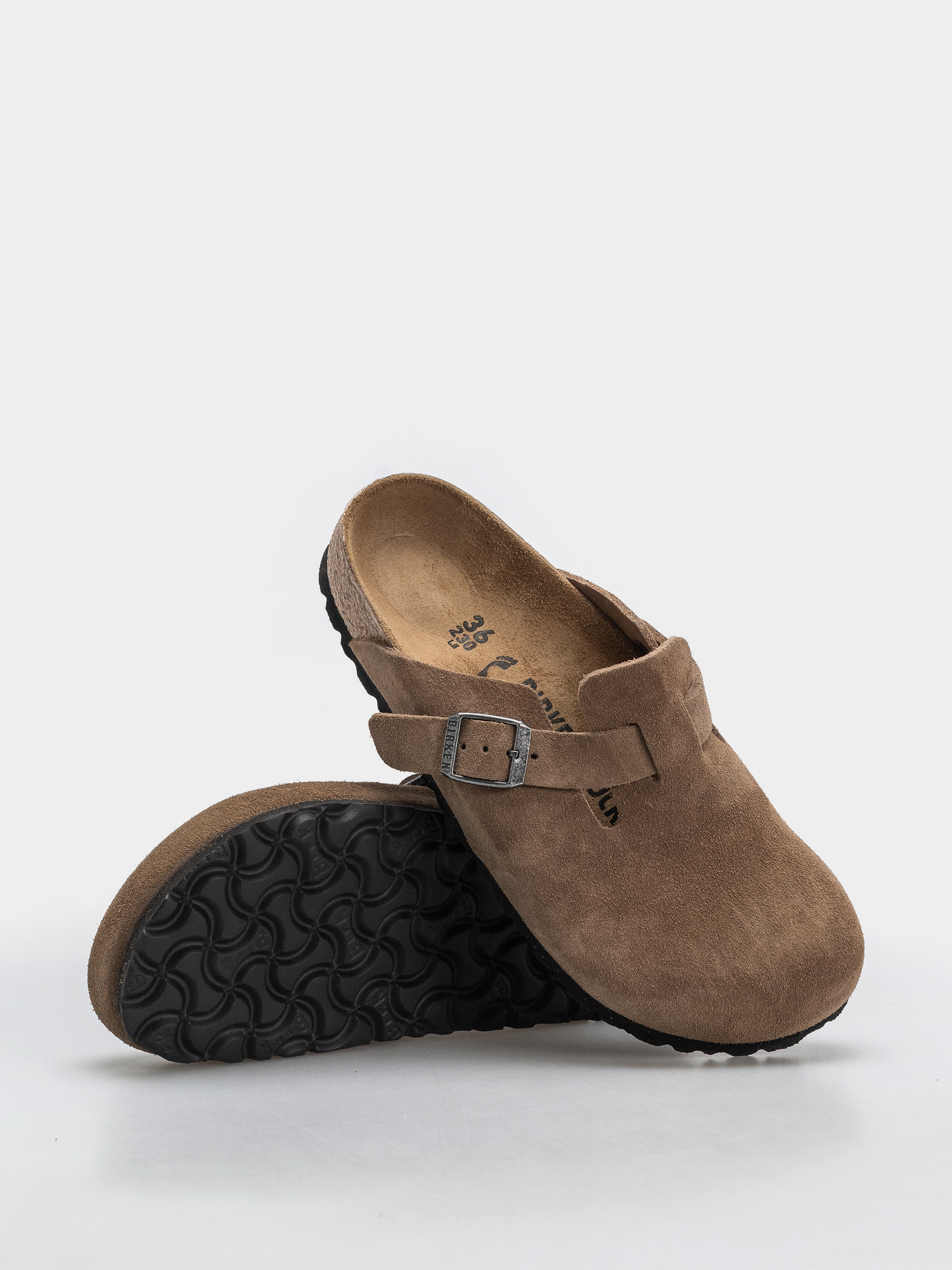 Birkenstock Boston Suede Leather Narrow Flip-flops (dark tea)