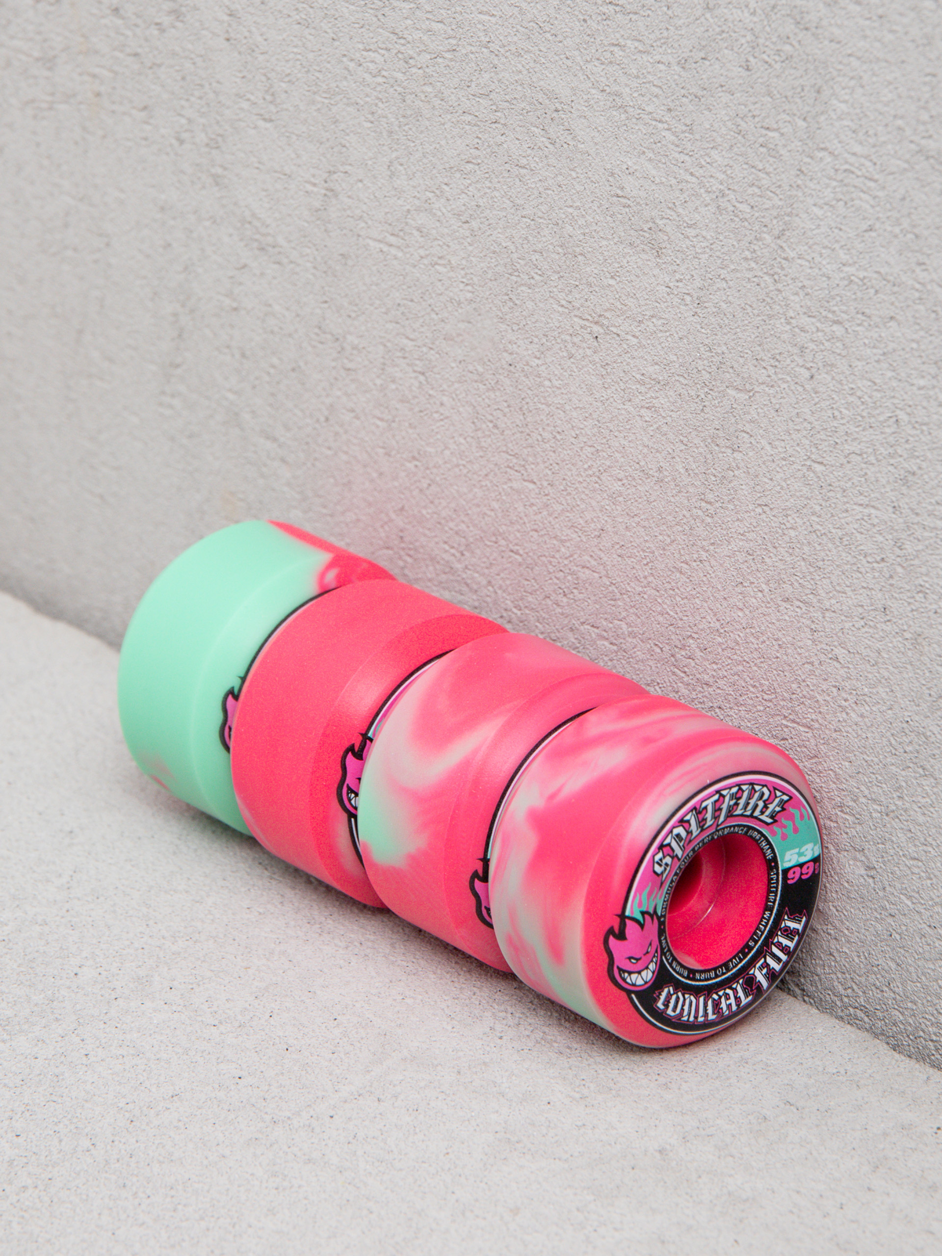 Spitfire F4 99D Team Color Pack F4 99 Conical Full Wheels (teal/pink swirl)