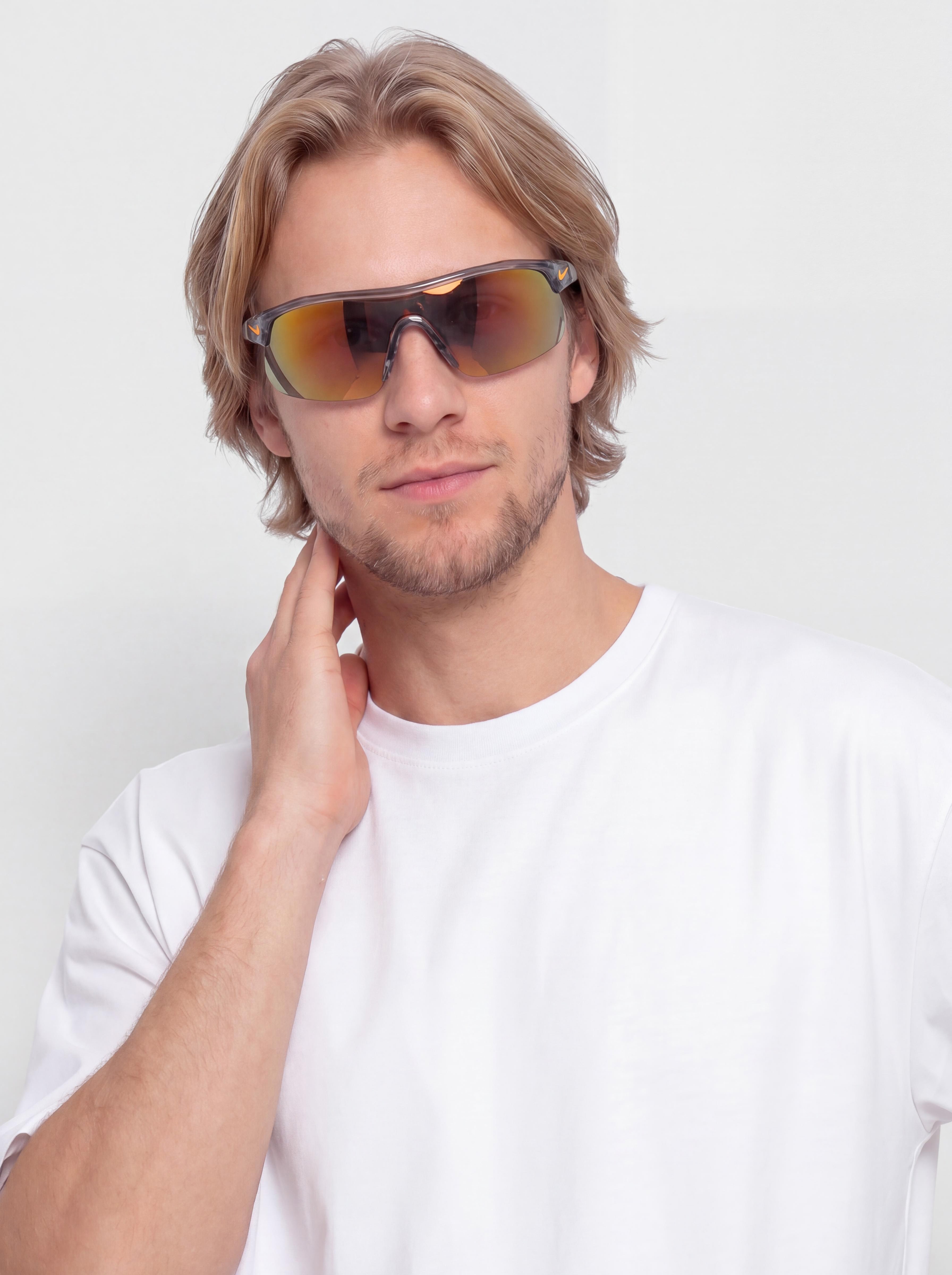 Nike Show X1 Sonnenbrille (shiny wolf grey/orange mirror)