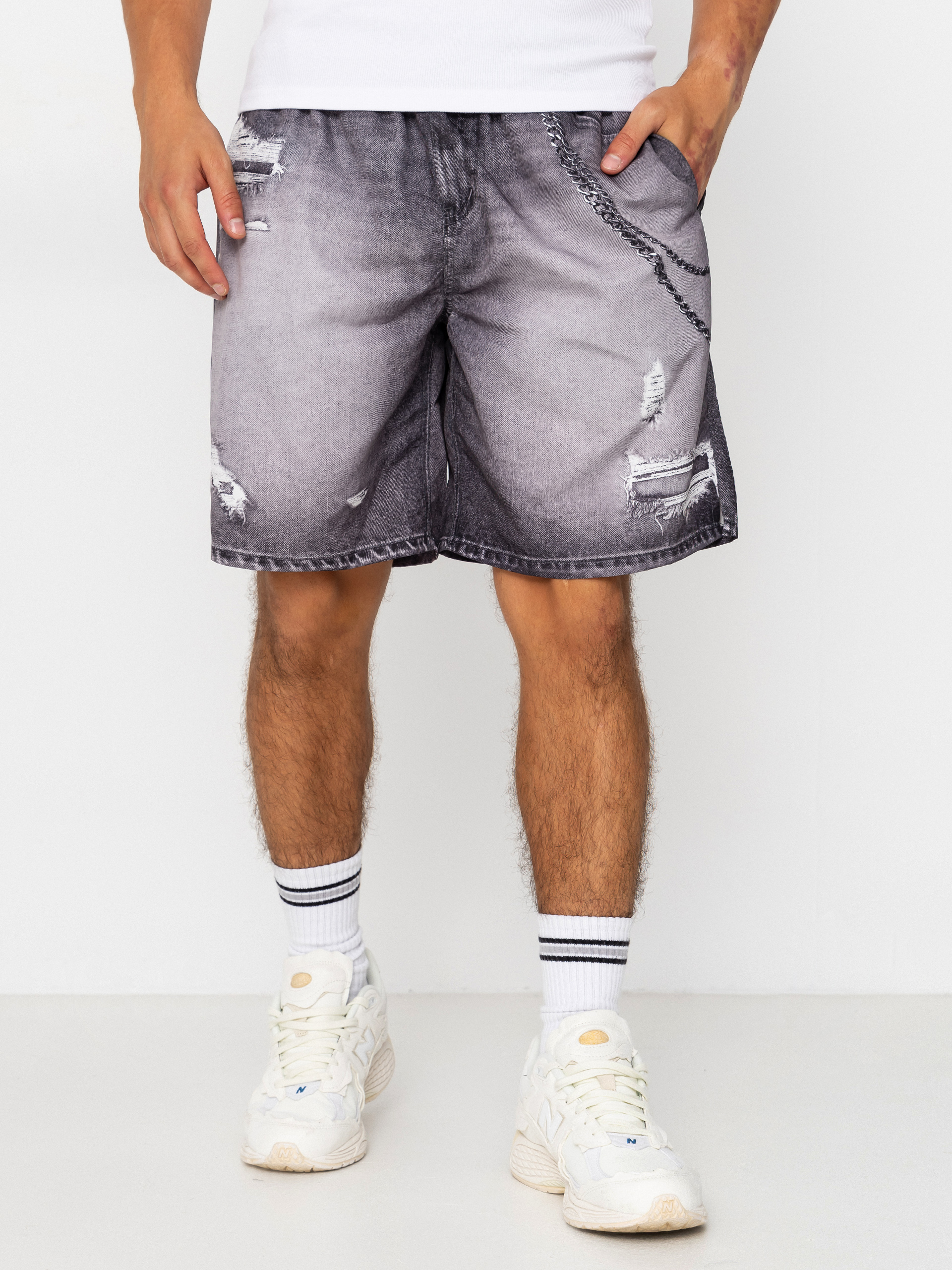Wasted Paris Destroy Trompe L'Oeil Swimsuit Shorts (faded black)