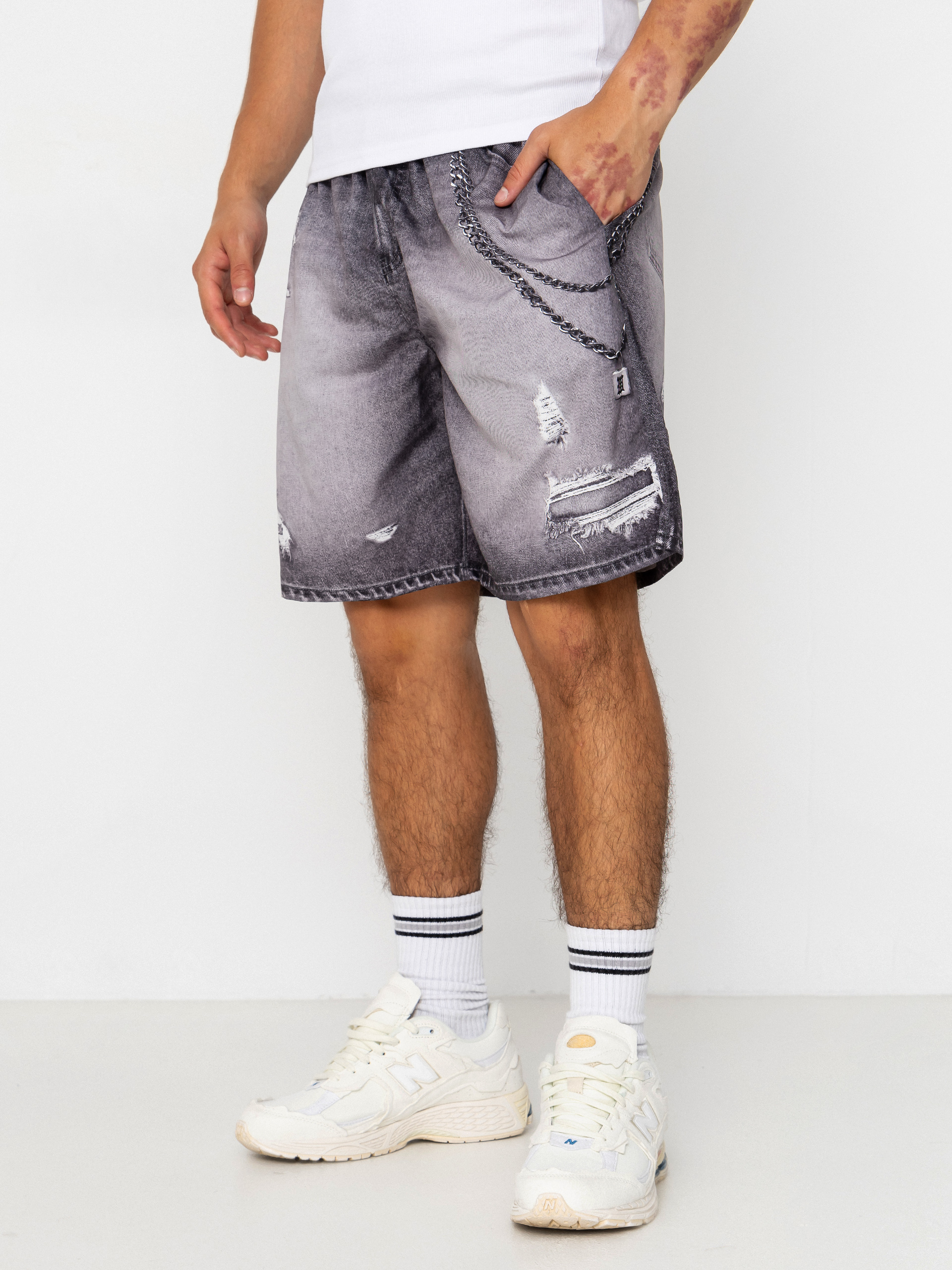 Wasted Paris Destroy Trompe L'Oeil Swimsuit Shorts (faded black)
