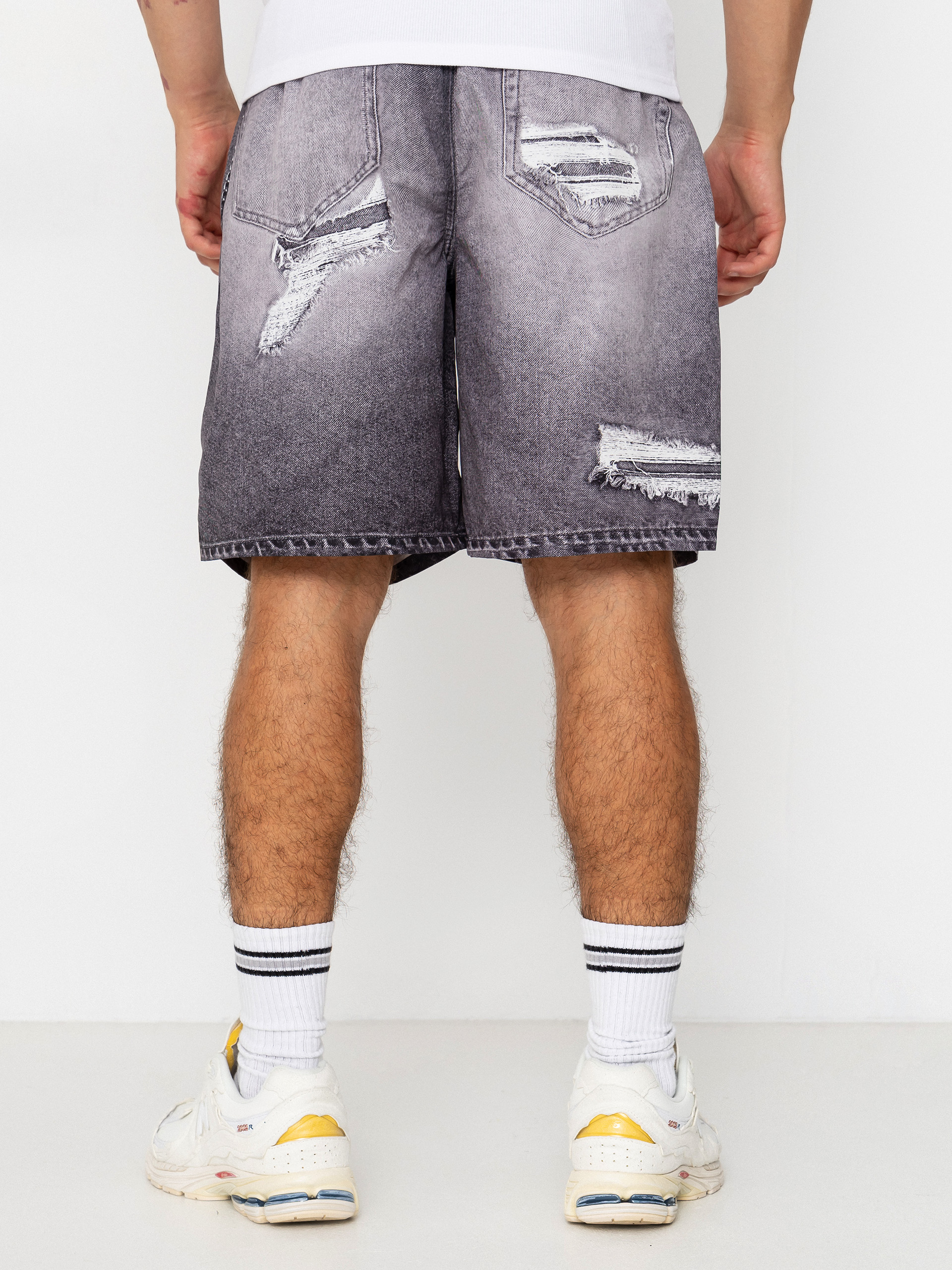 Wasted Paris Destroy Trompe L'Oeil Swimsuit Shorts (faded black)