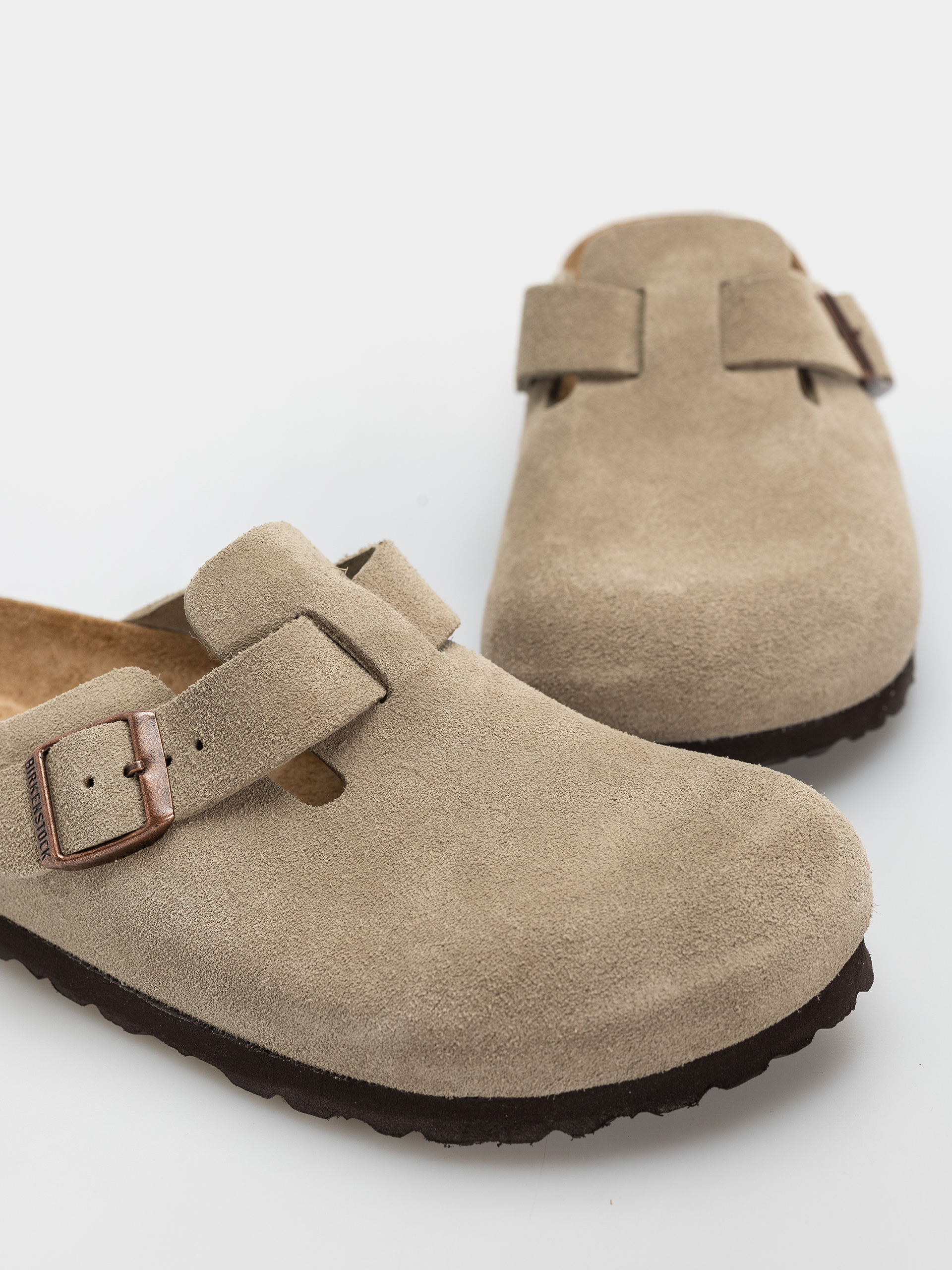 Birkenstock Boston Soft Footbed Suede Leather Narrow (taupe)