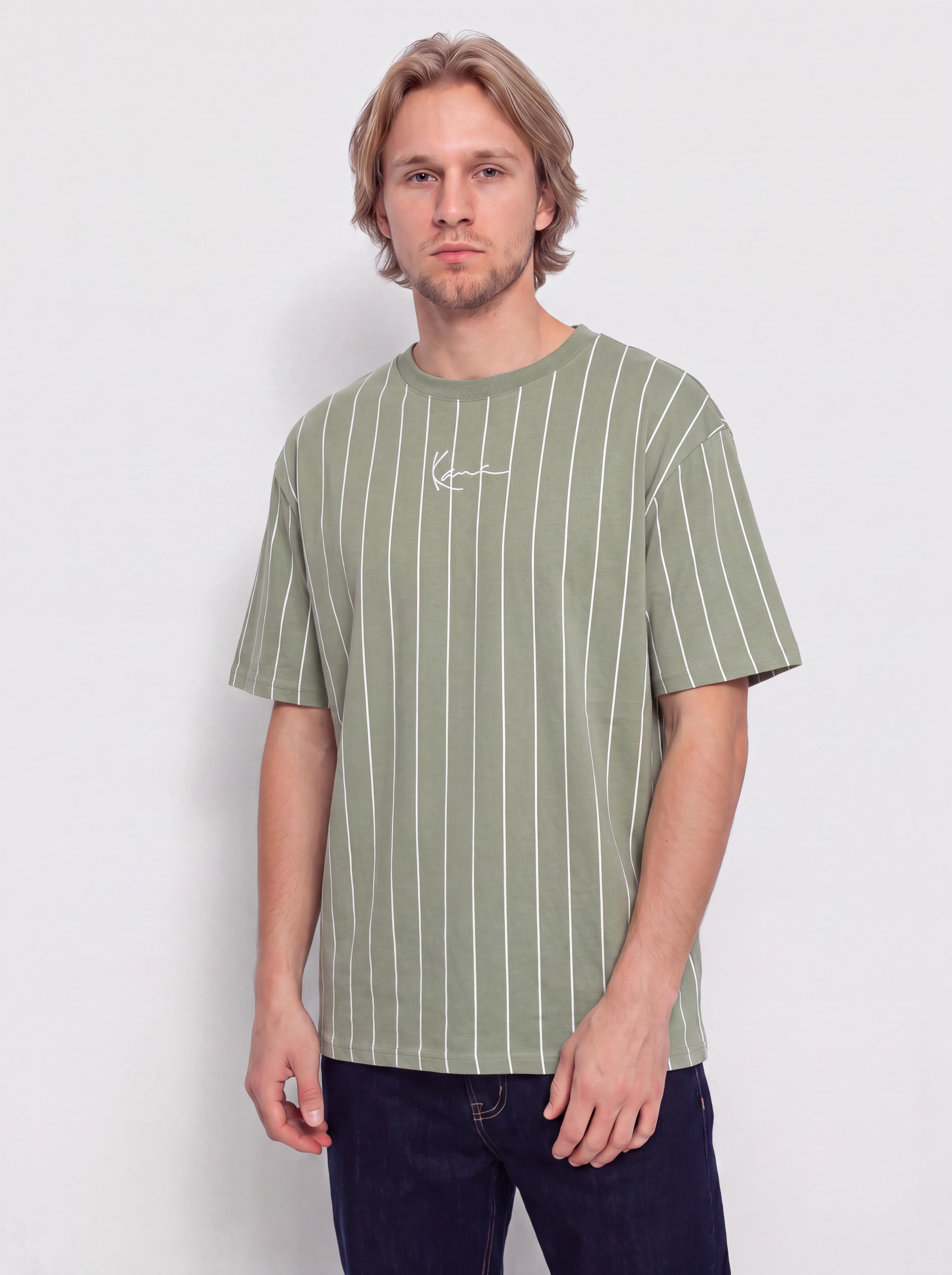 Karl Kani Small Signature Pinstripe T-Shirt (green)