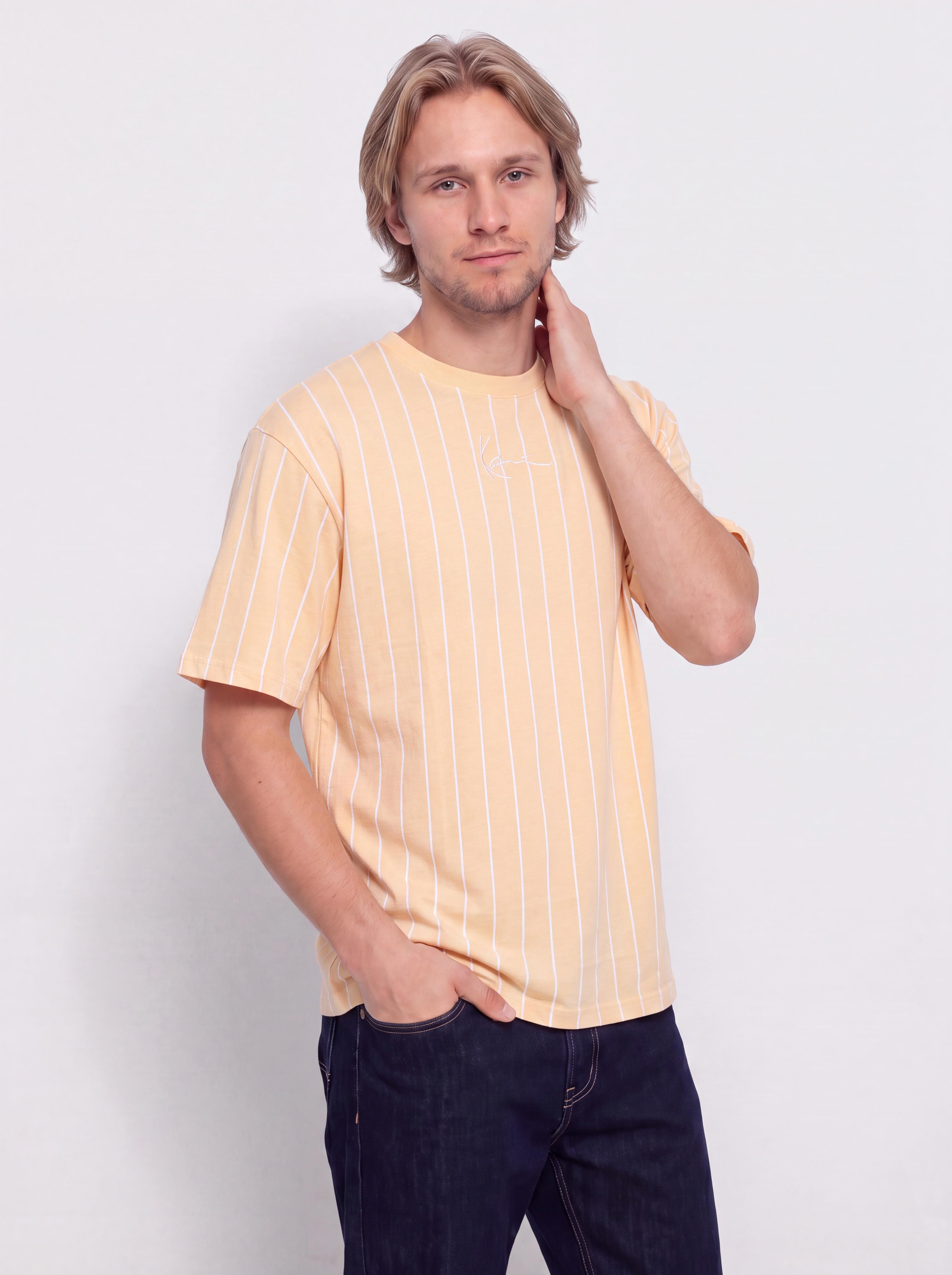 Karl Kani Small Signature Essential Pinstripe T-Shirt (orange)