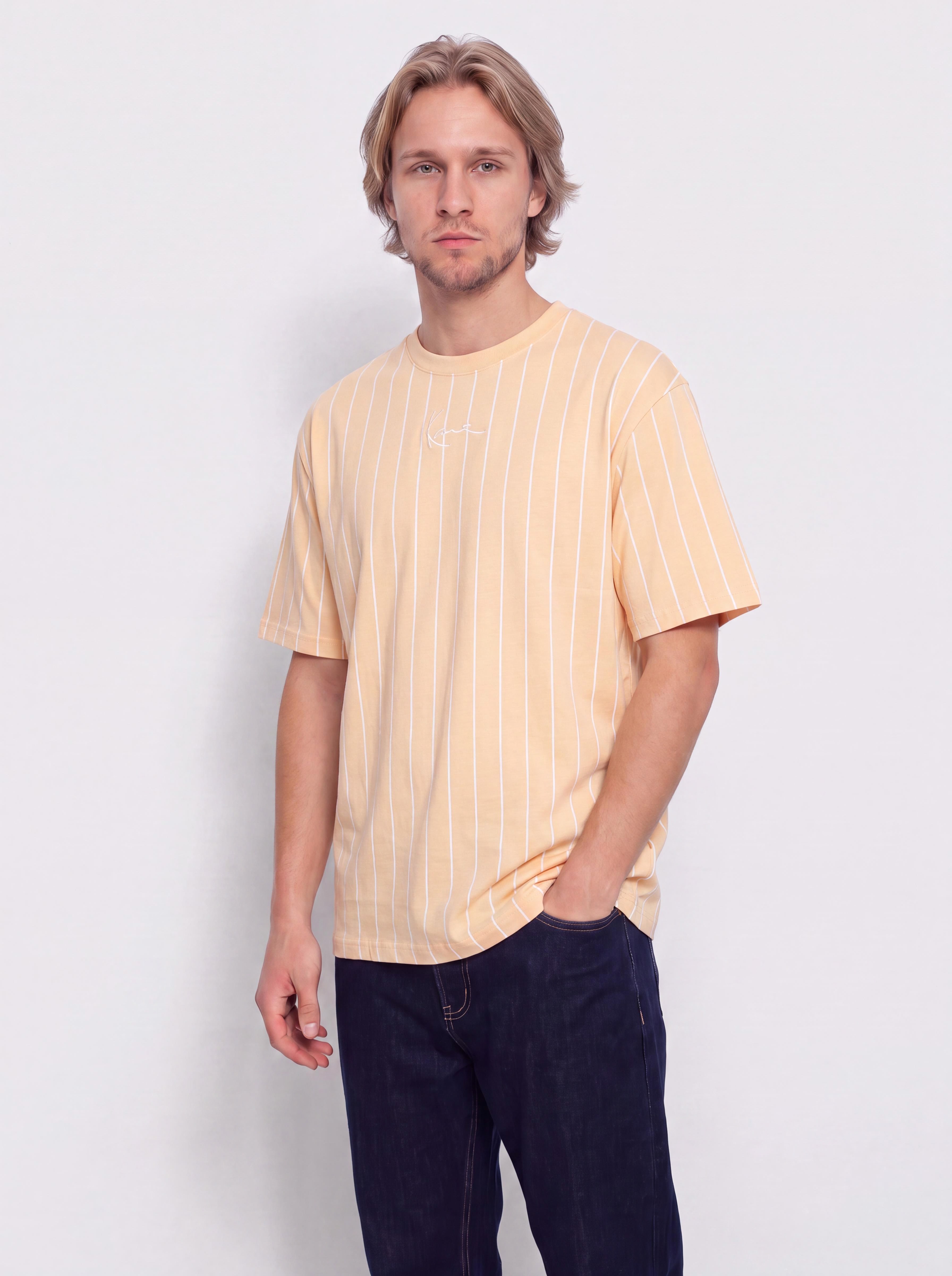 Karl Kani Small Signature Essential Pinstripe T-Shirt (orange)