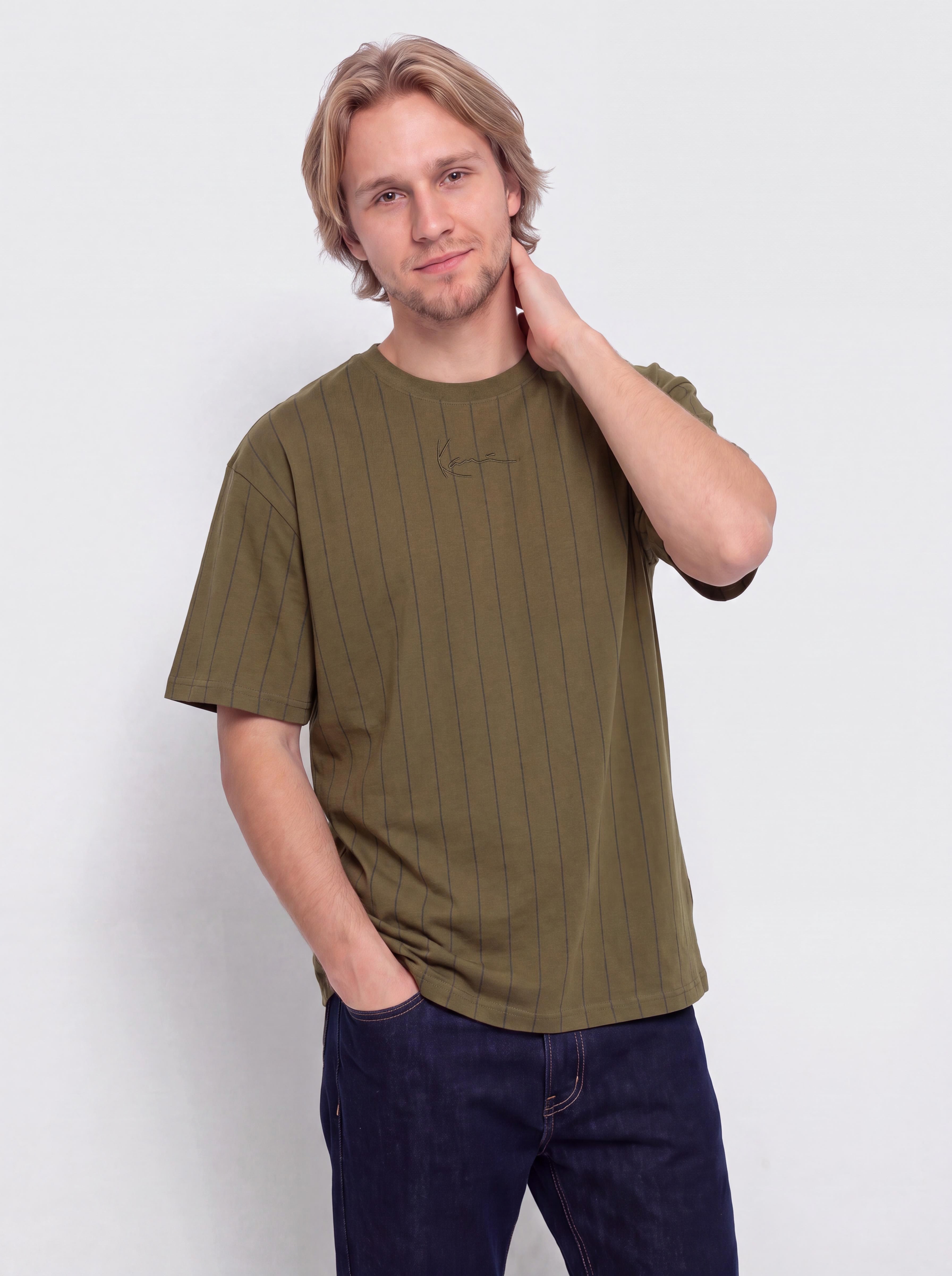 Karl Kani Small Signature Essential Pinstripe T-Shirt (green)