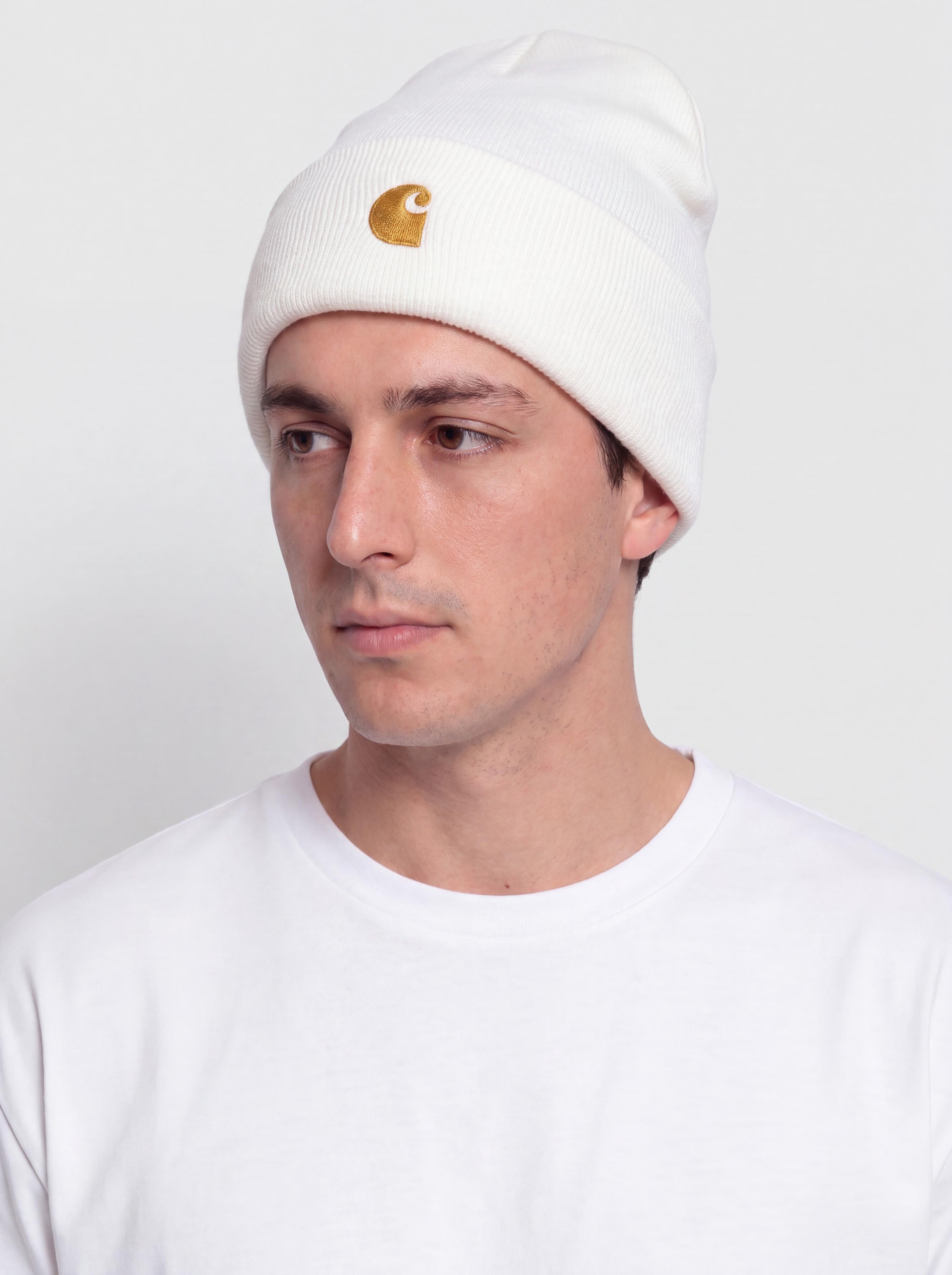 Carhartt WIP Chase Mu00fctze (white/gold)