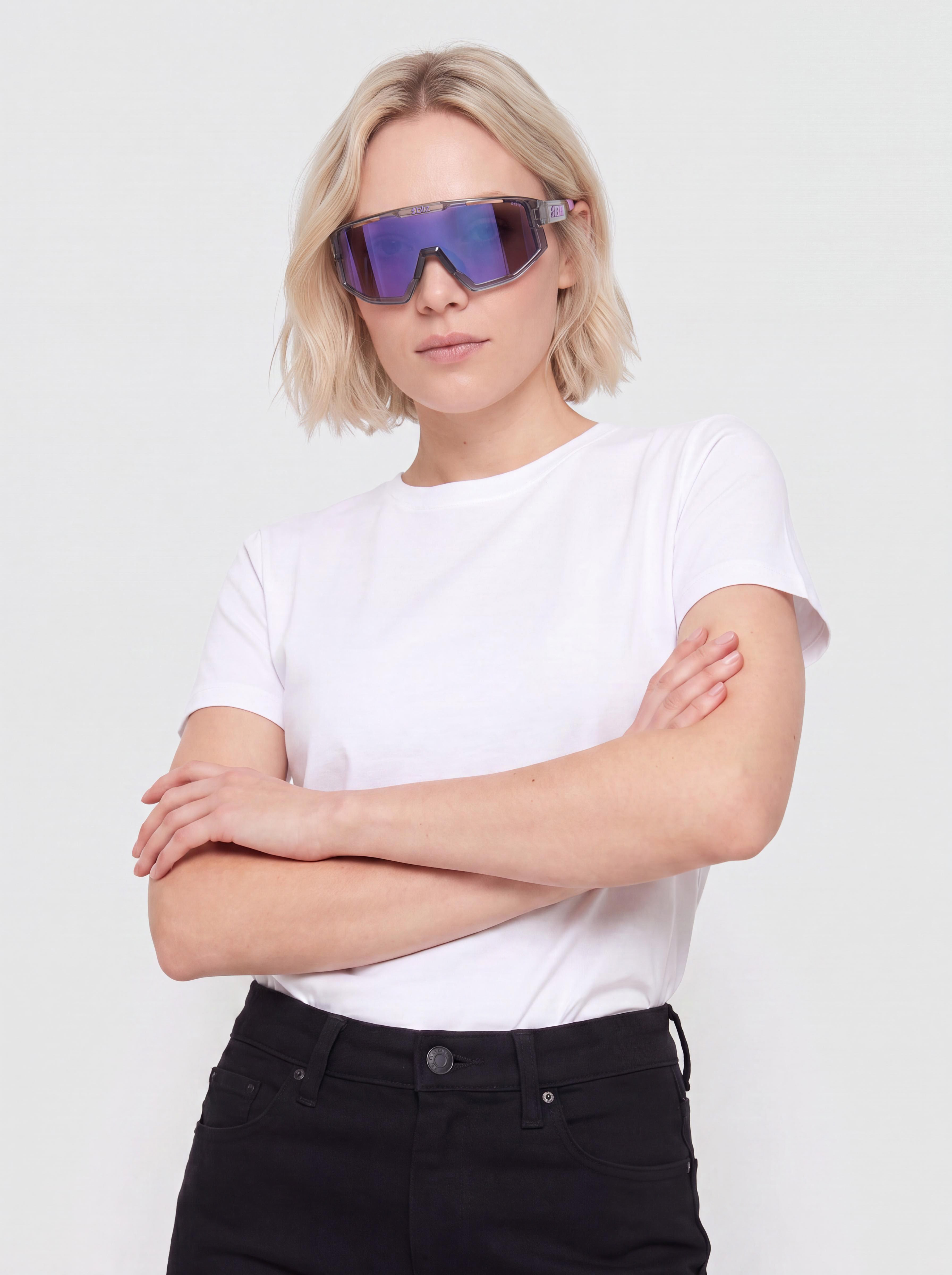 Bliz Fusion Small Sunglasses (crystal black/grey w putple multi)