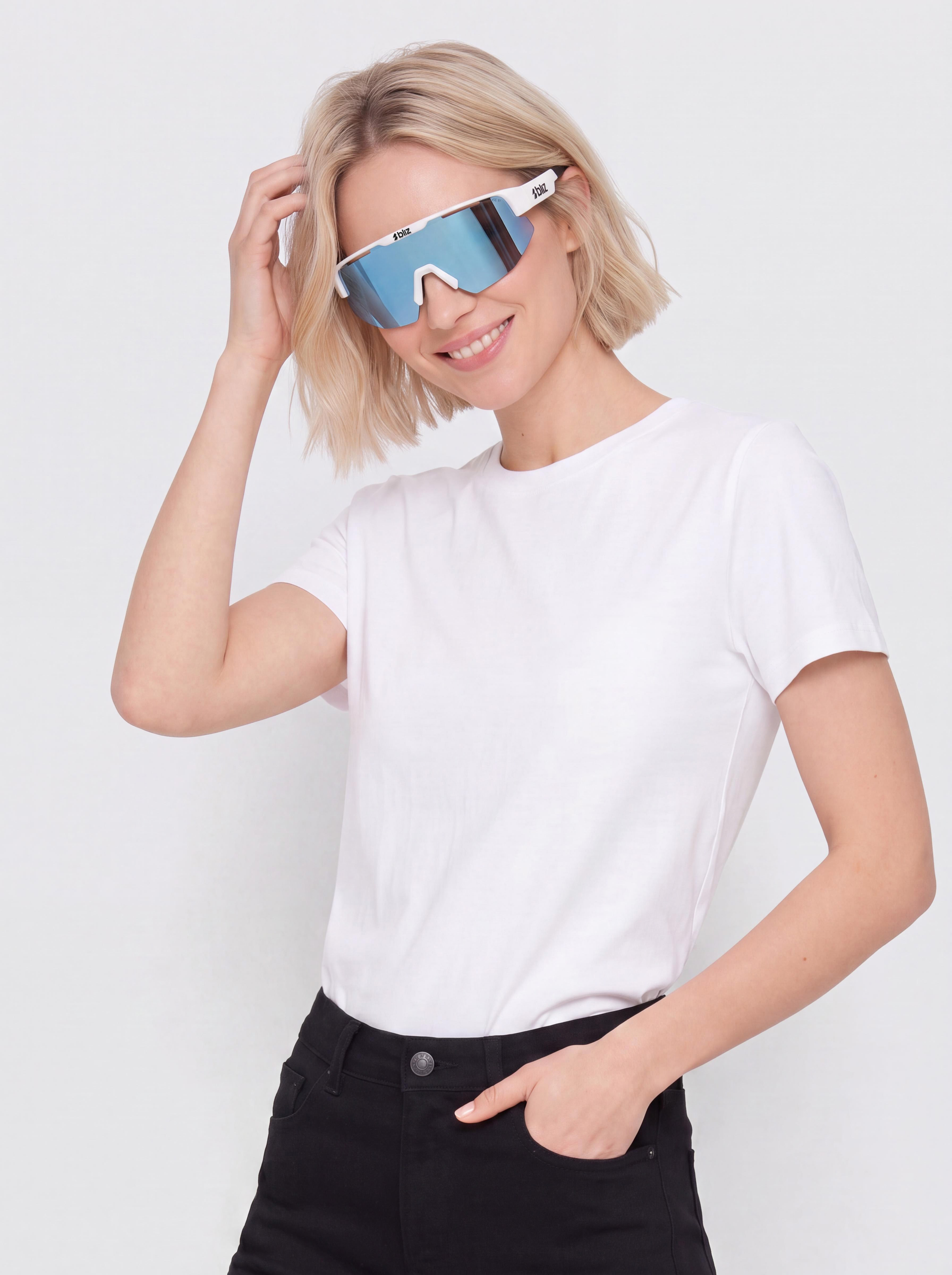 Bliz Matrix Small Sonnenbrille (matt white/smoke w blue multi)