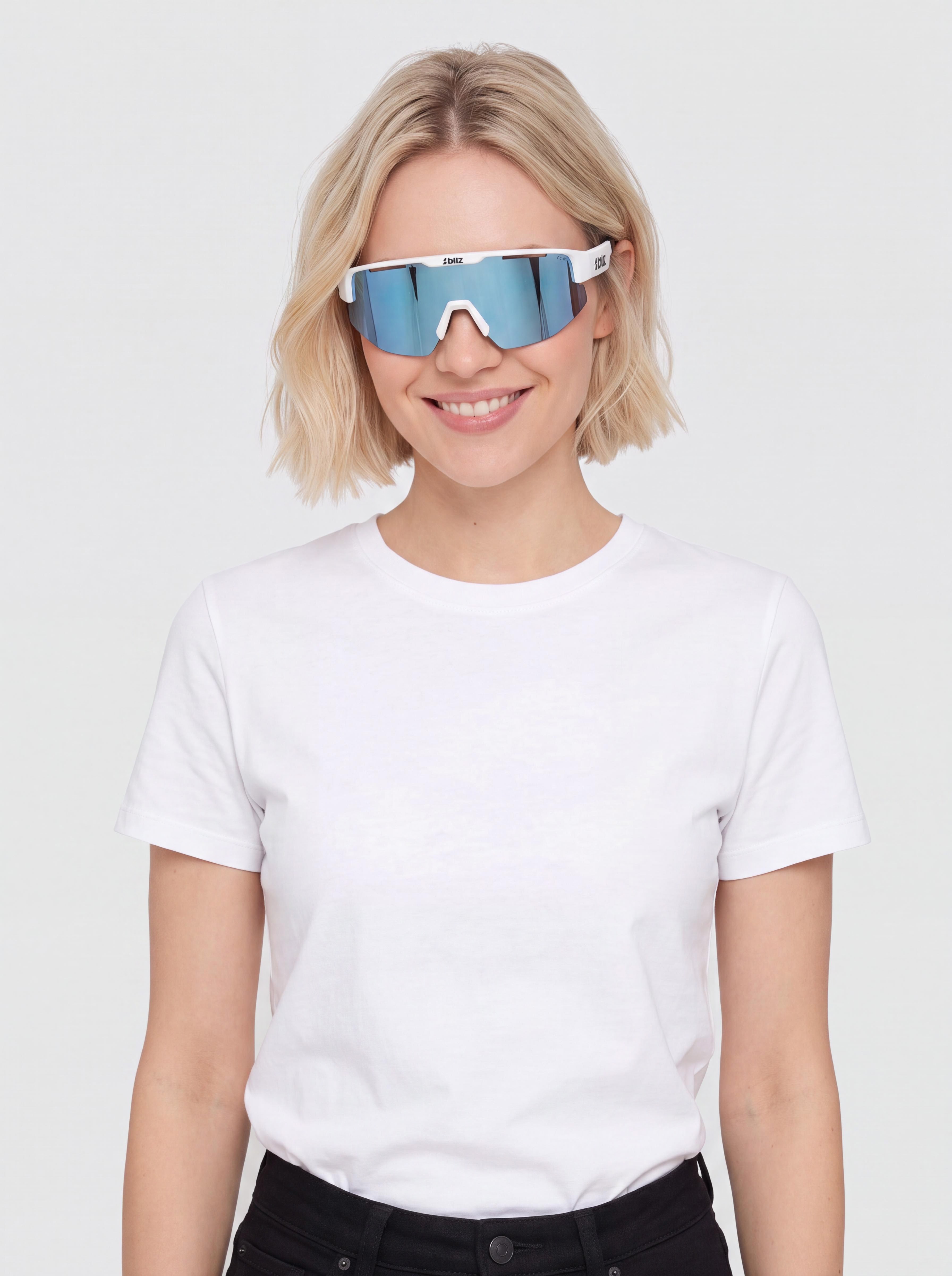 Bliz Matrix Small Sunglasses (matt white/smoke w blue multi)