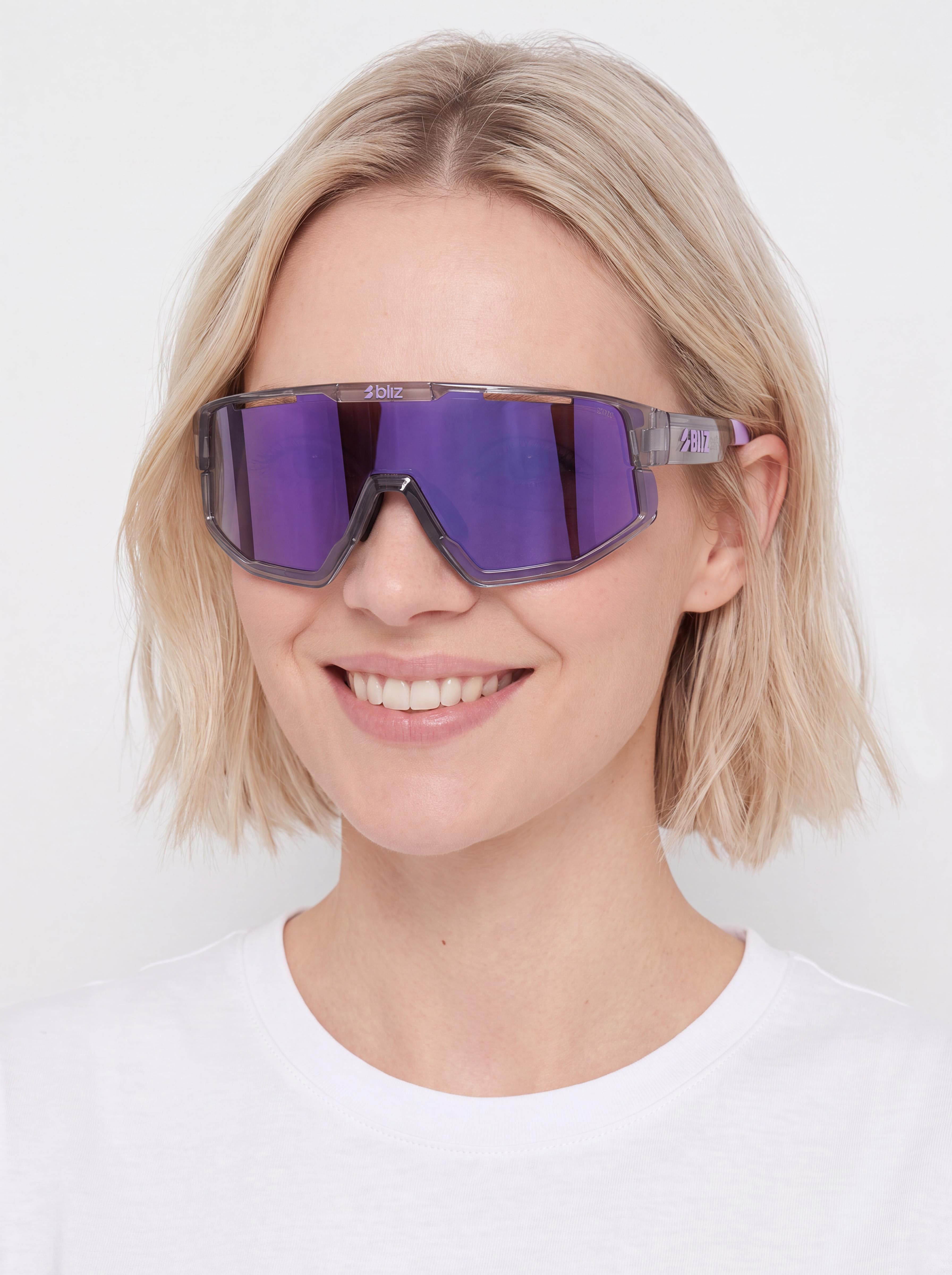 Bliz Fusion Small Sunglasses (crystal black/grey w putple multi)