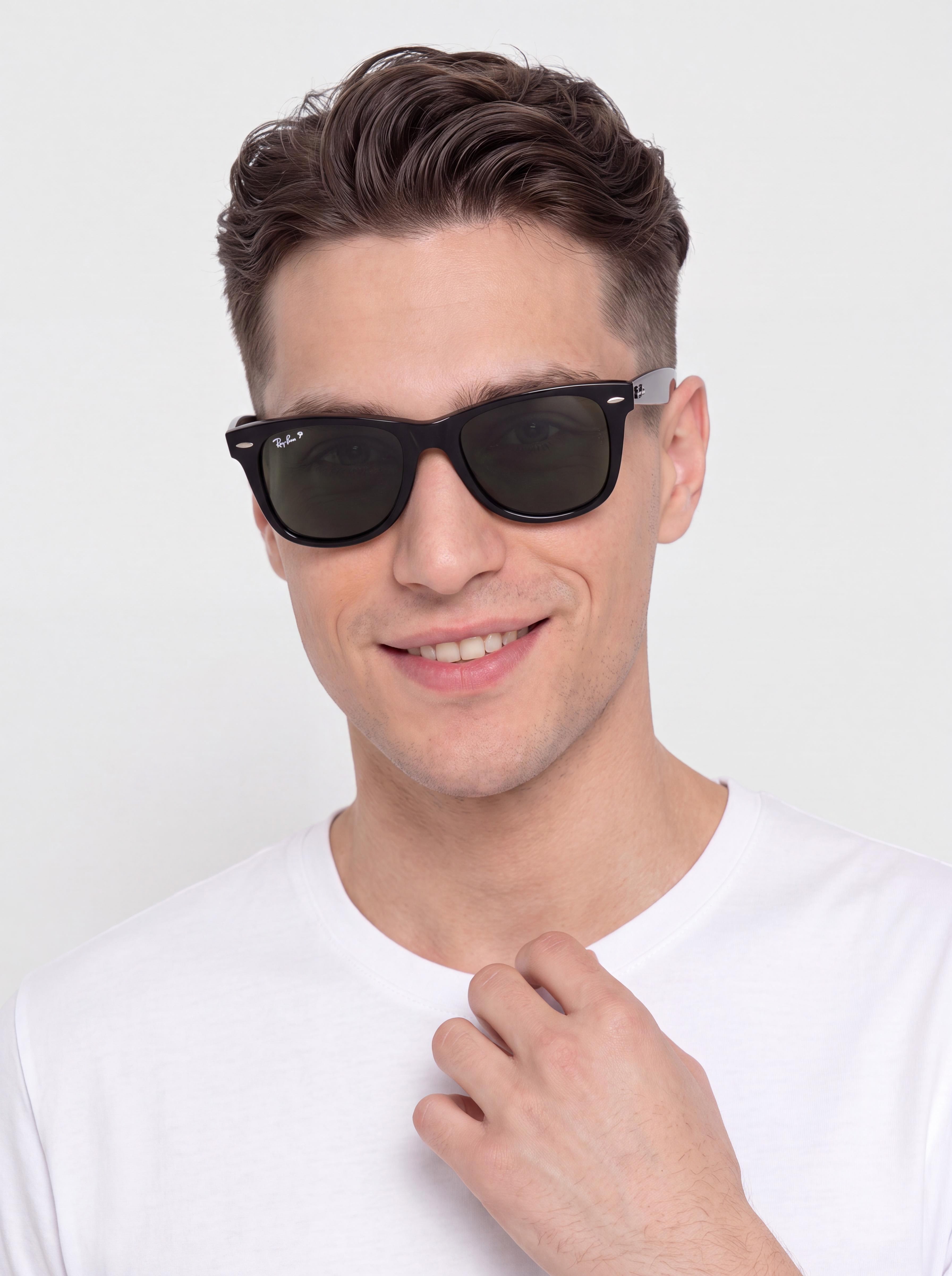 Ray-Ban Sonnenbrille Original Wayfarer Classic (polerowany czarny/zielone z polaryzacją)